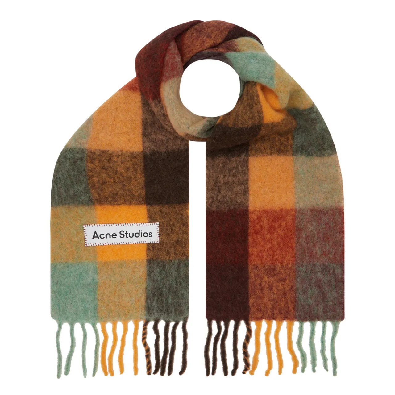 ACNE STUDIOS The Sustainable Edit Vally Check Scarf - Brown  Yellow  Green