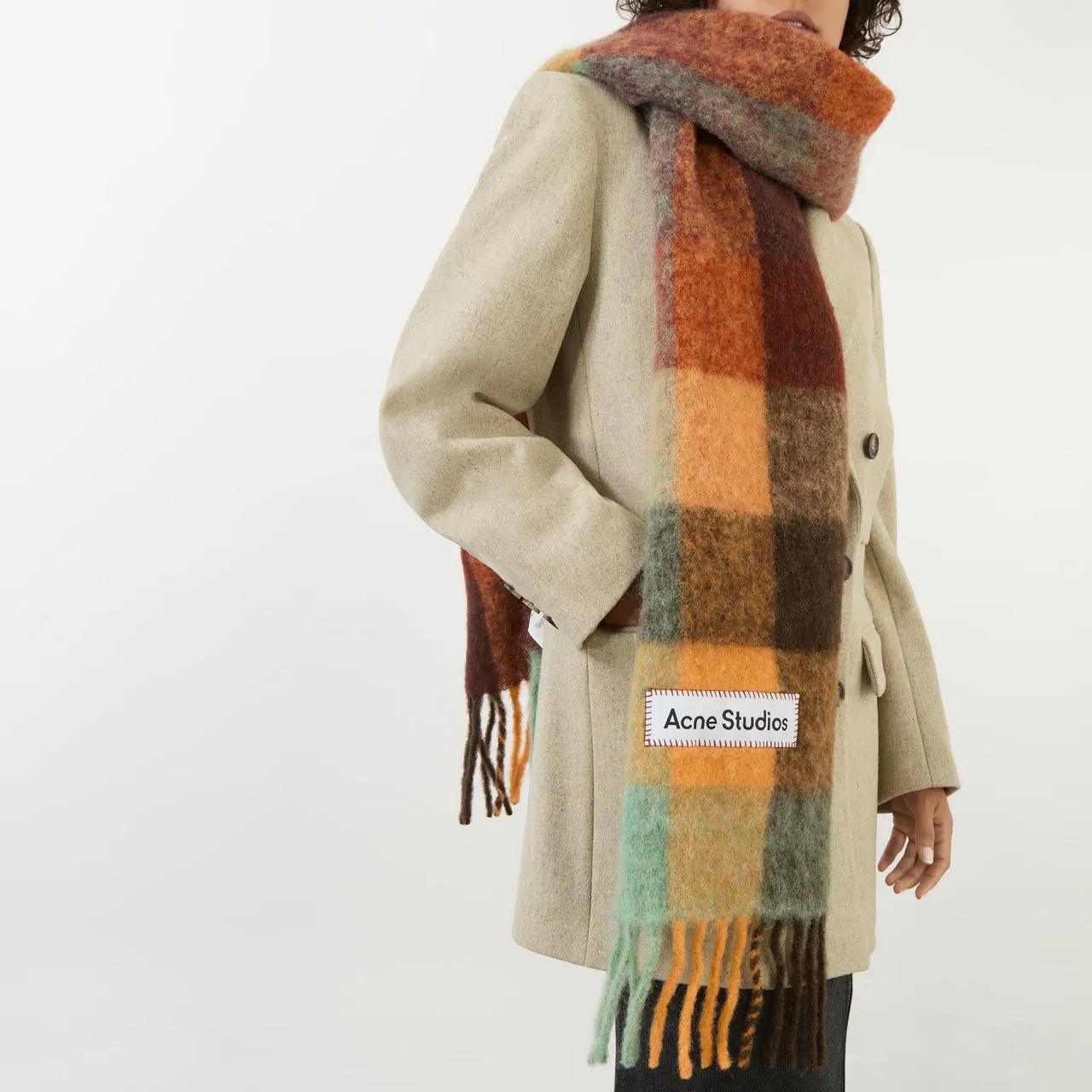 ACNE STUDIOS The Sustainable Edit Vally Check Scarf - Brown  Yellow  Green