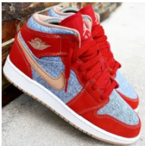 Air Jordan 1 Mid GS Denim Red