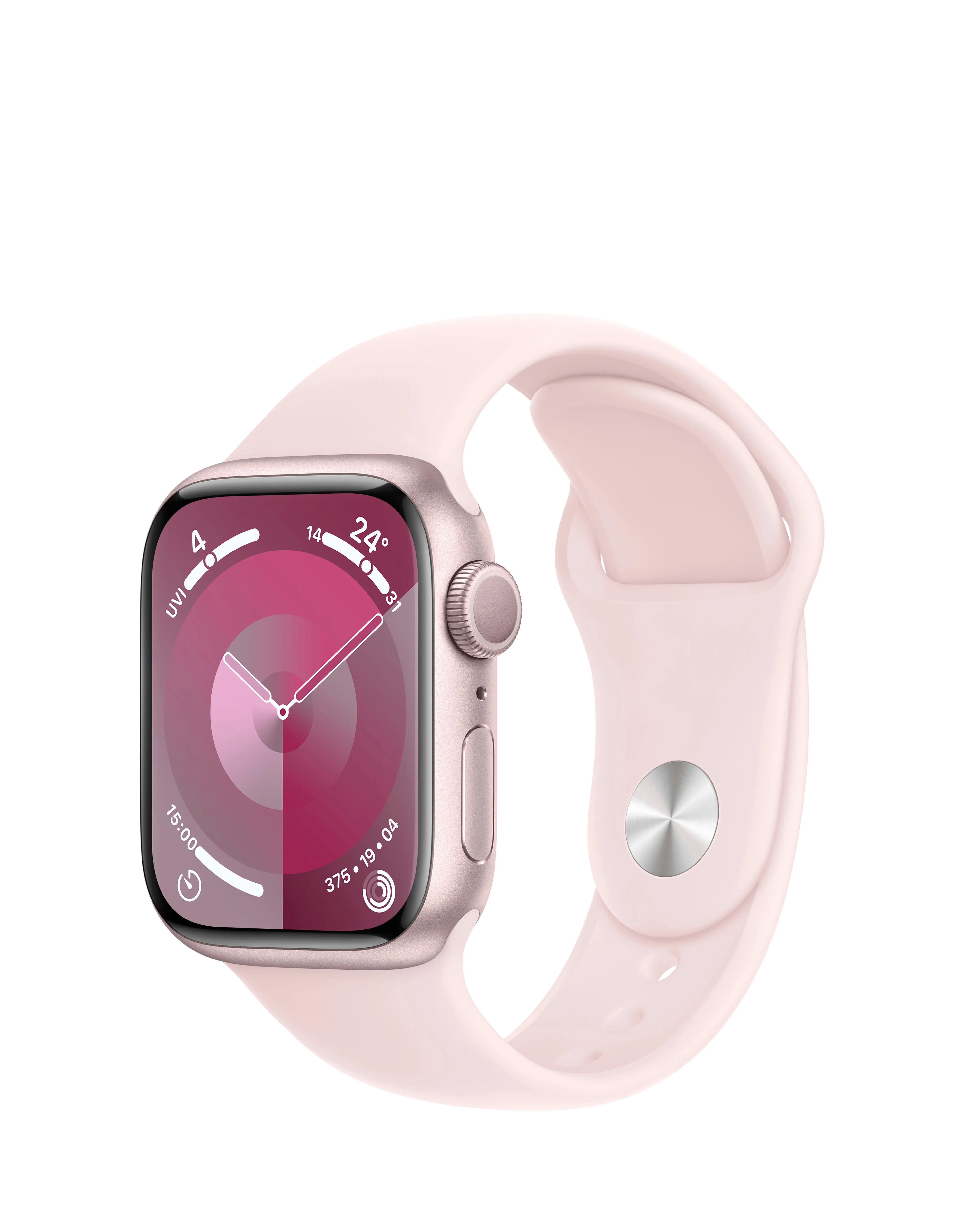 Apple Watch Series 9 GPS 41mm Pink Aluminium Case, Light Pink Sport Band - S/M | Simply Be