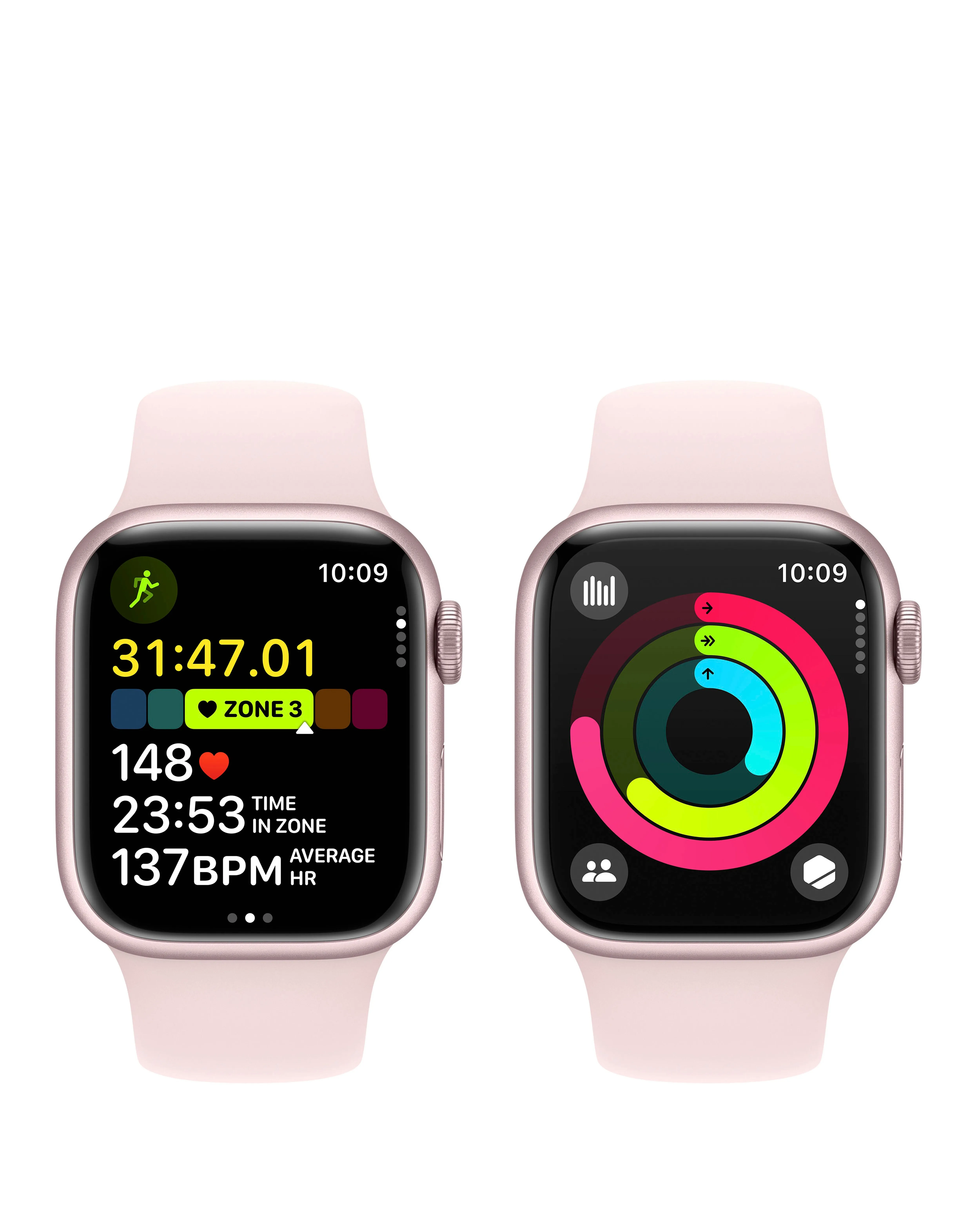 Apple Watch Series 9 GPS 41mm Pink Aluminium Case, Light Pink Sport Band - S/M | Simply Be