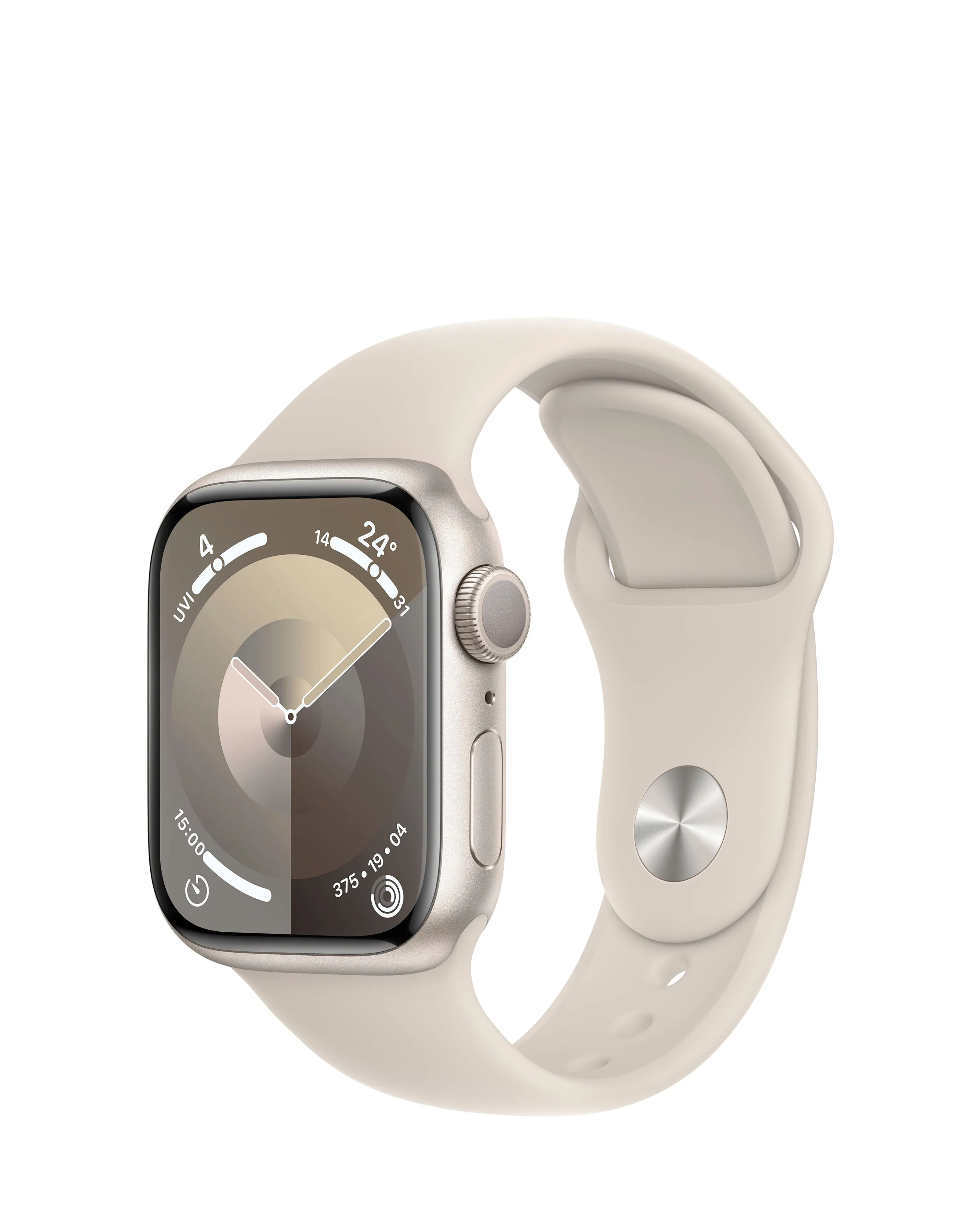 Apple Watch Series 9 GPS 41mm Starlight Aluminium Case with Sport Band - S/M | Simply Be