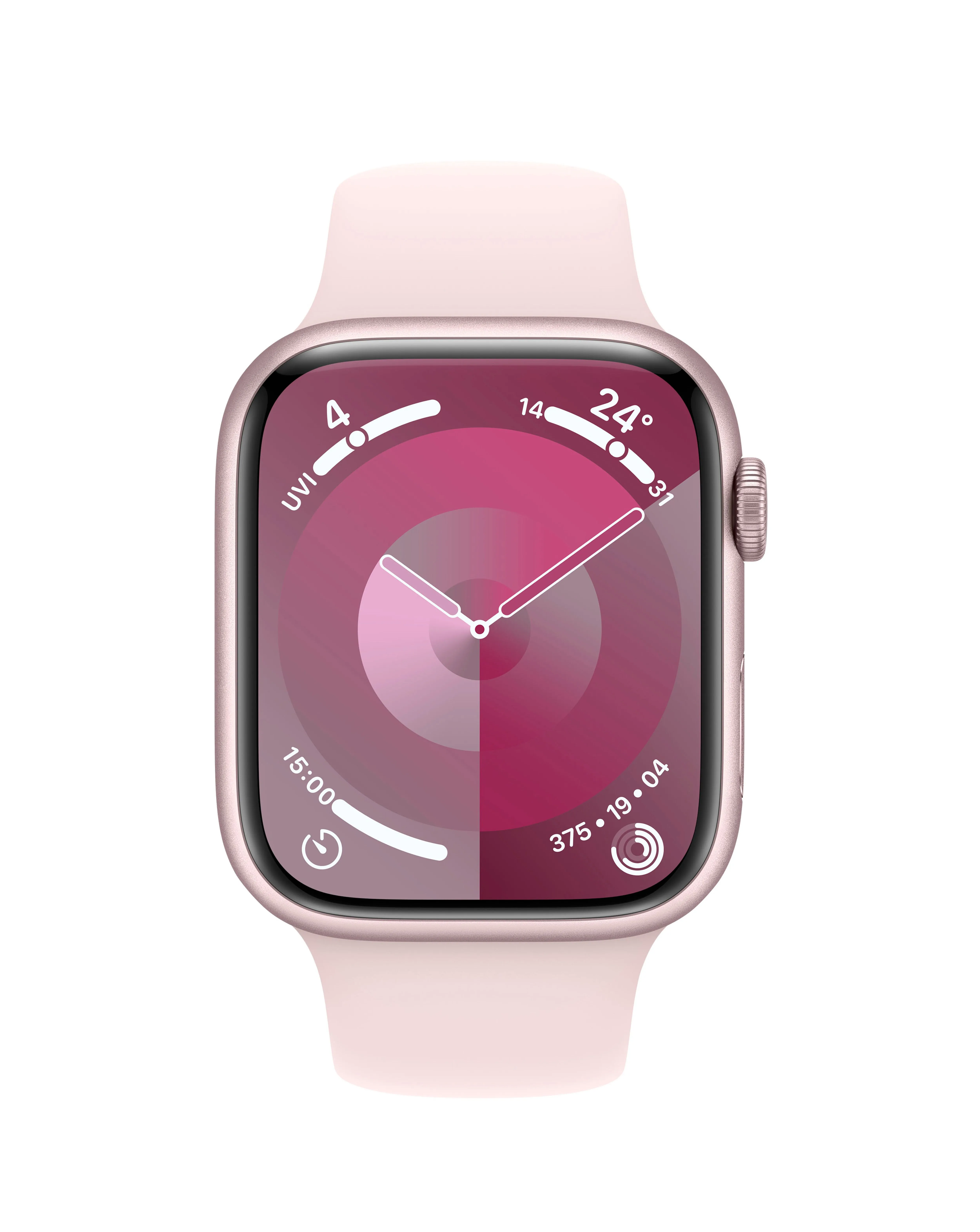 Apple Watch Series 9 GPS 45mm Pink Aluminium Case, Light Pink Sport Band - M/L | Simply Be