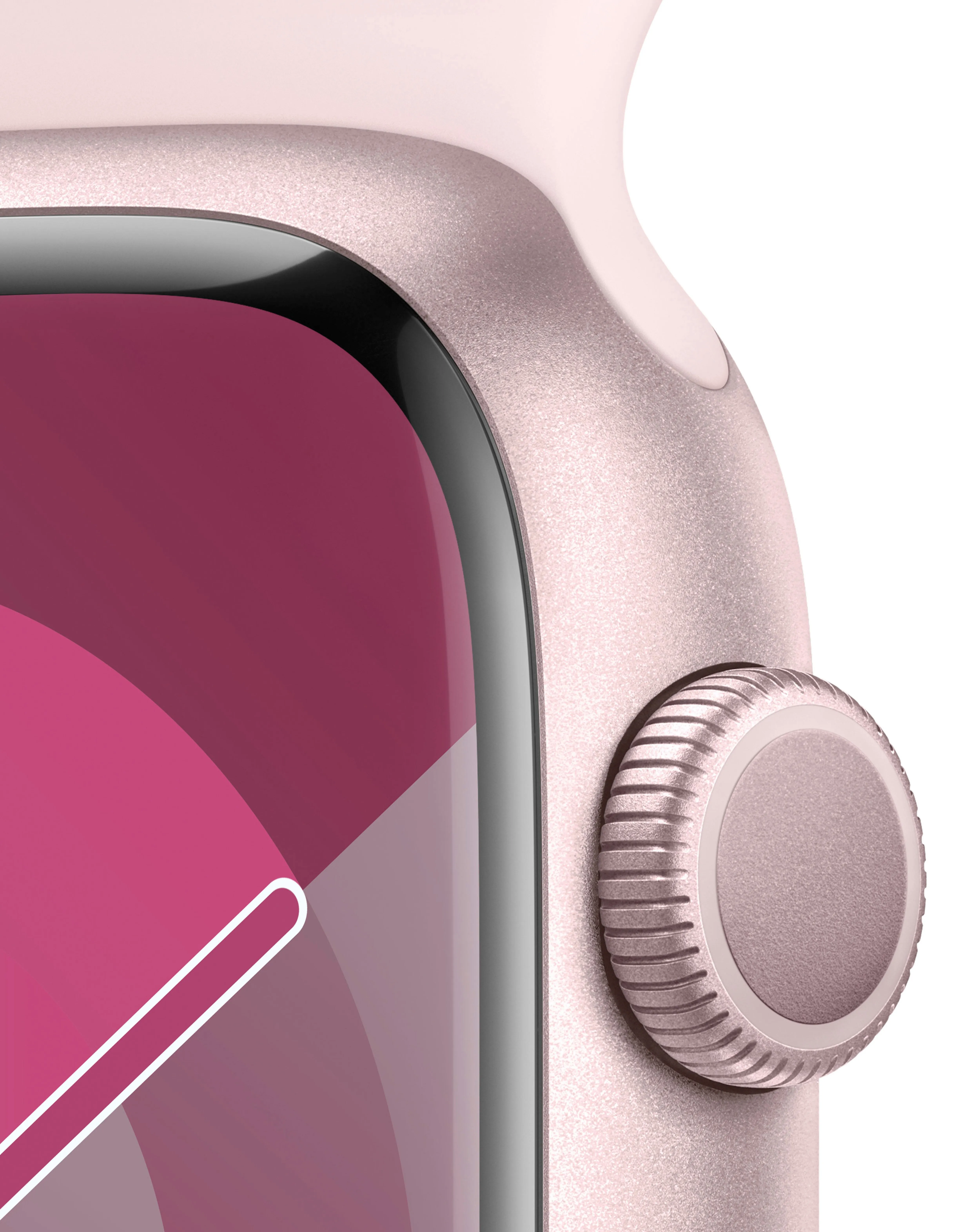 Apple Watch Series 9 GPS 45mm Pink Aluminium Case, Light Pink Sport Band - M/L | Simply Be