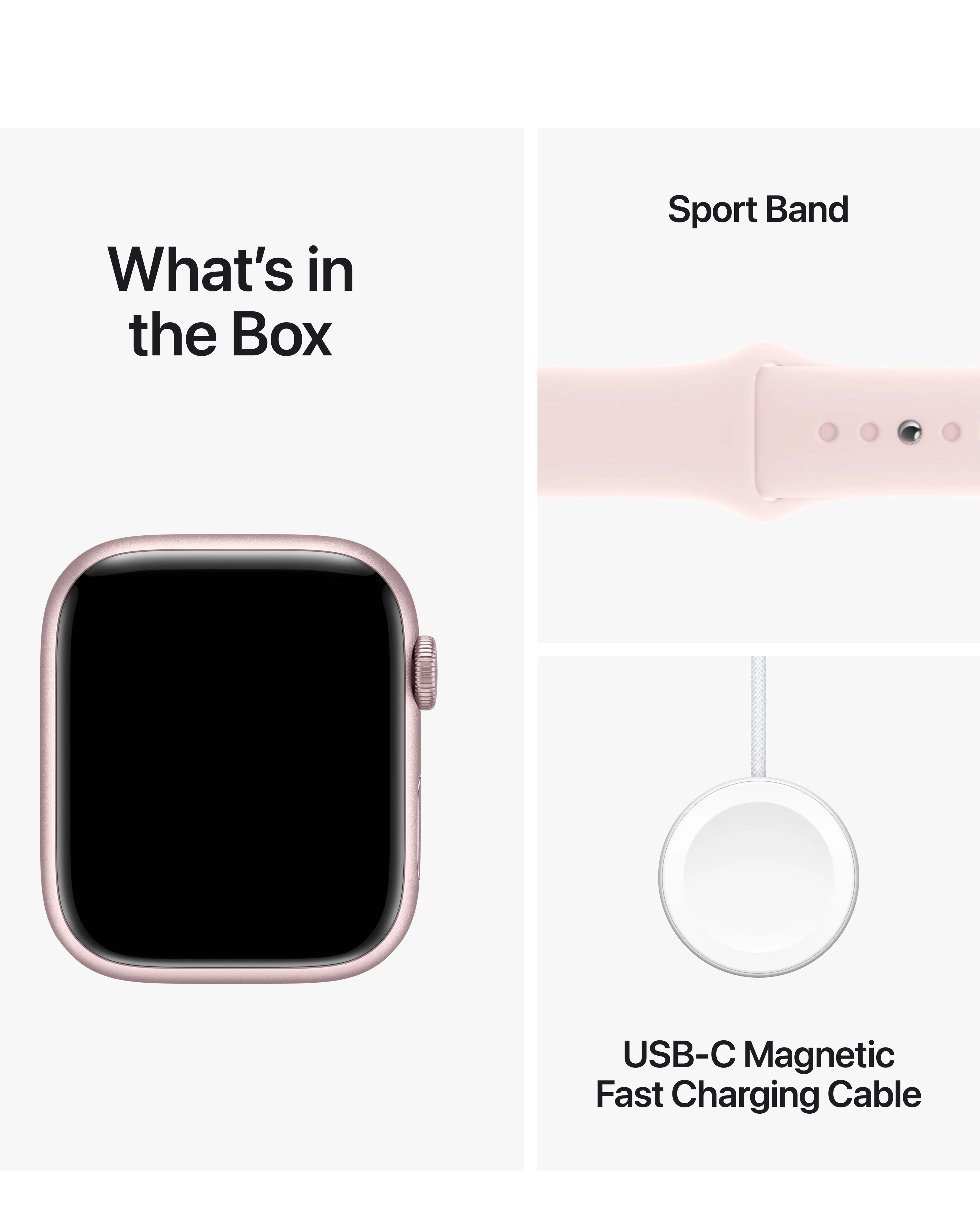 Apple Watch Series 9 GPS 45mm Pink Aluminium Case, Light Pink Sport Band - M/L | Simply Be