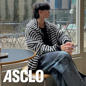 ASCLO  |Stripes Unisex Street Style Long Sleeves Oversized