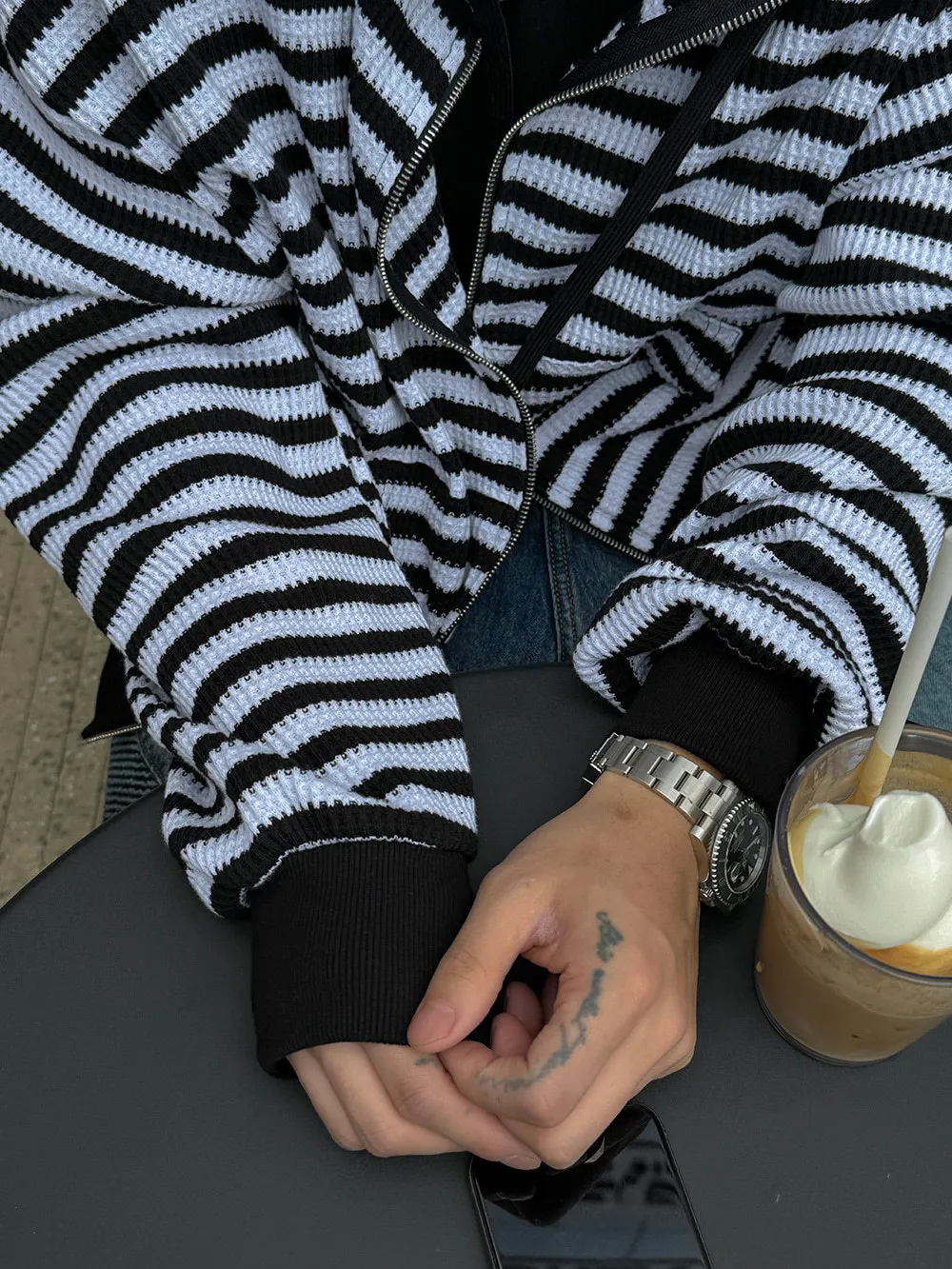 ASCLO  |Stripes Unisex Street Style Long Sleeves Oversized