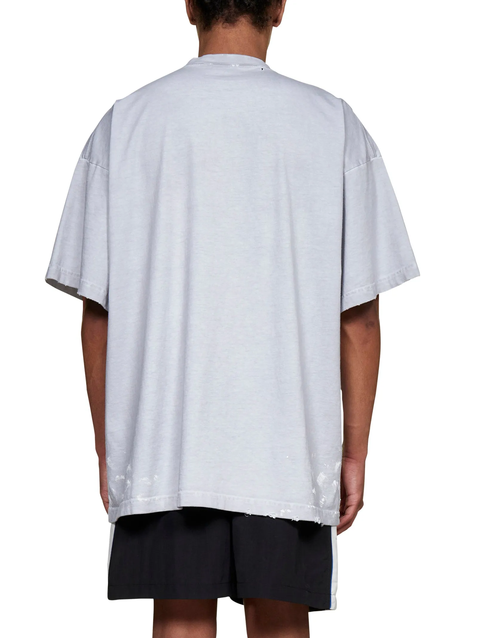 Balenciaga Distressed Logo Printed Oversized T-Shirt