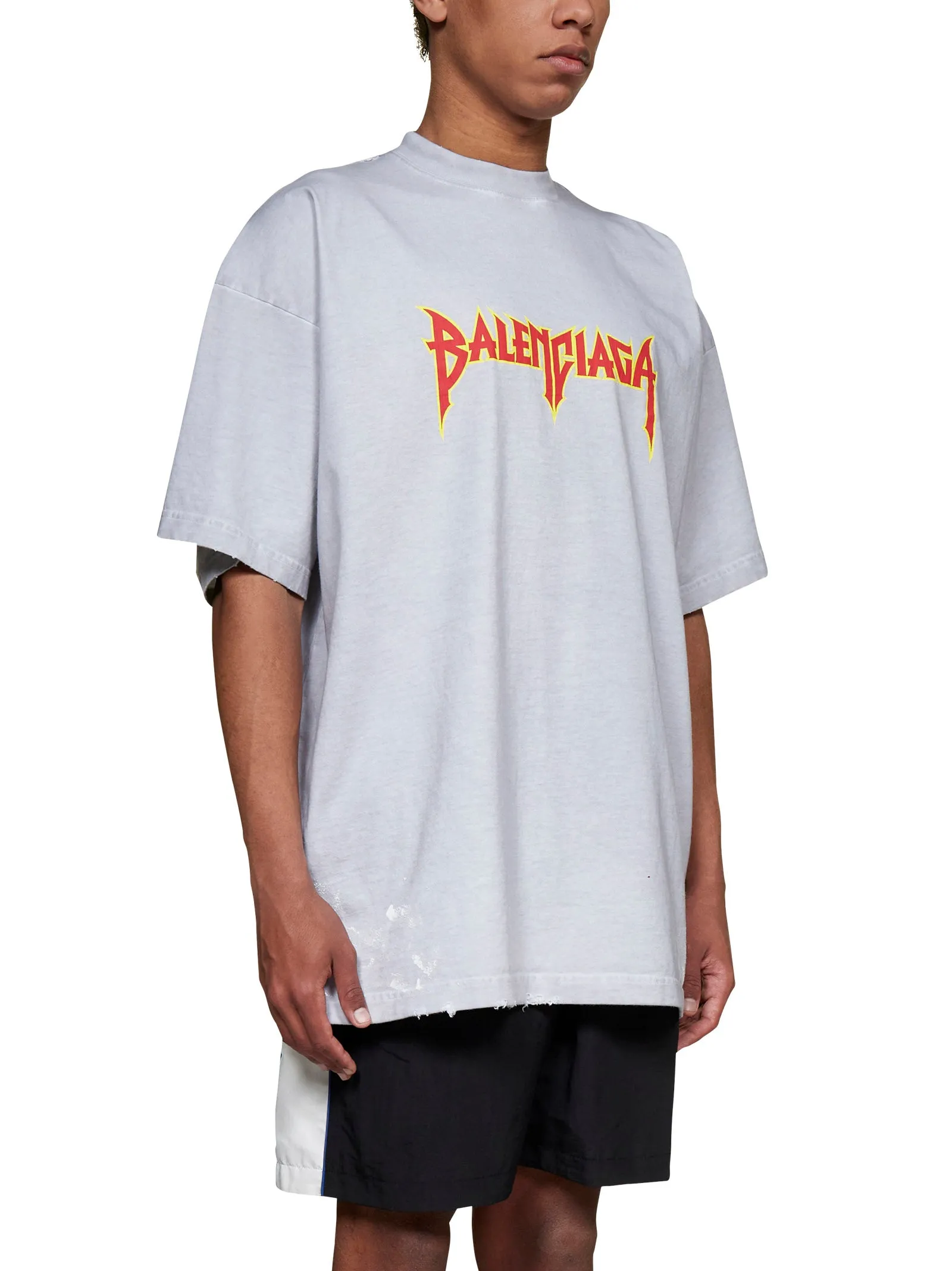 Balenciaga Distressed Logo Printed Oversized T-Shirt