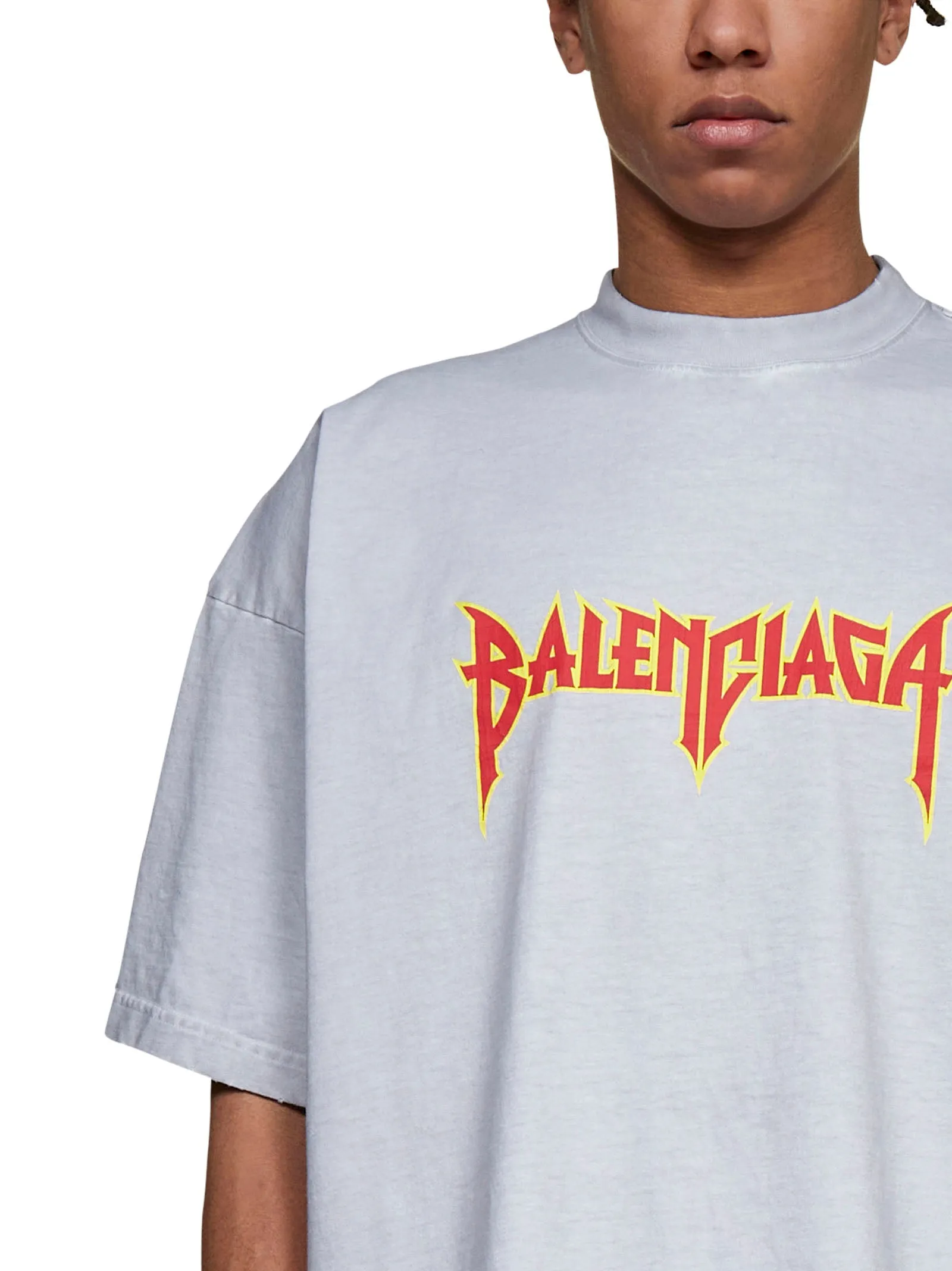 Balenciaga Distressed Logo Printed Oversized T-Shirt