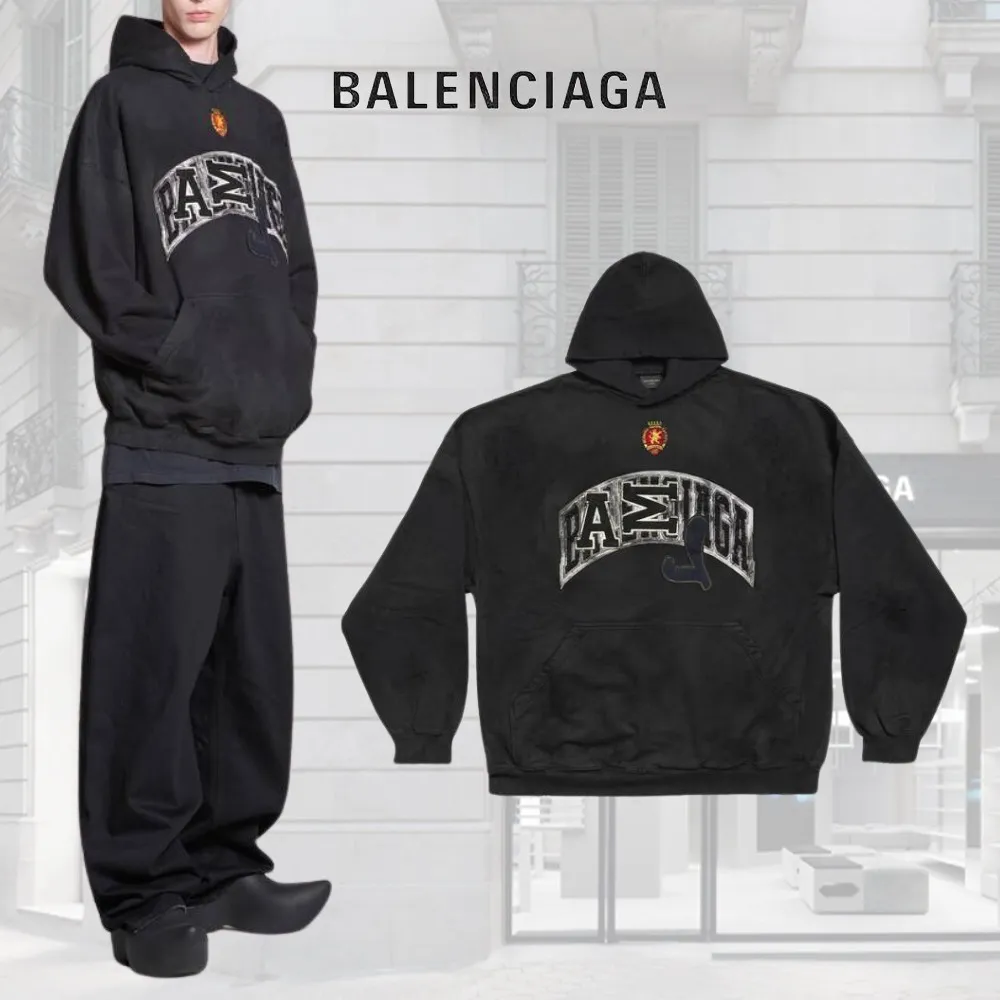 BALENCIAGA  |Unisex Street Style Long Sleeves Plain Cotton Oversized Logo