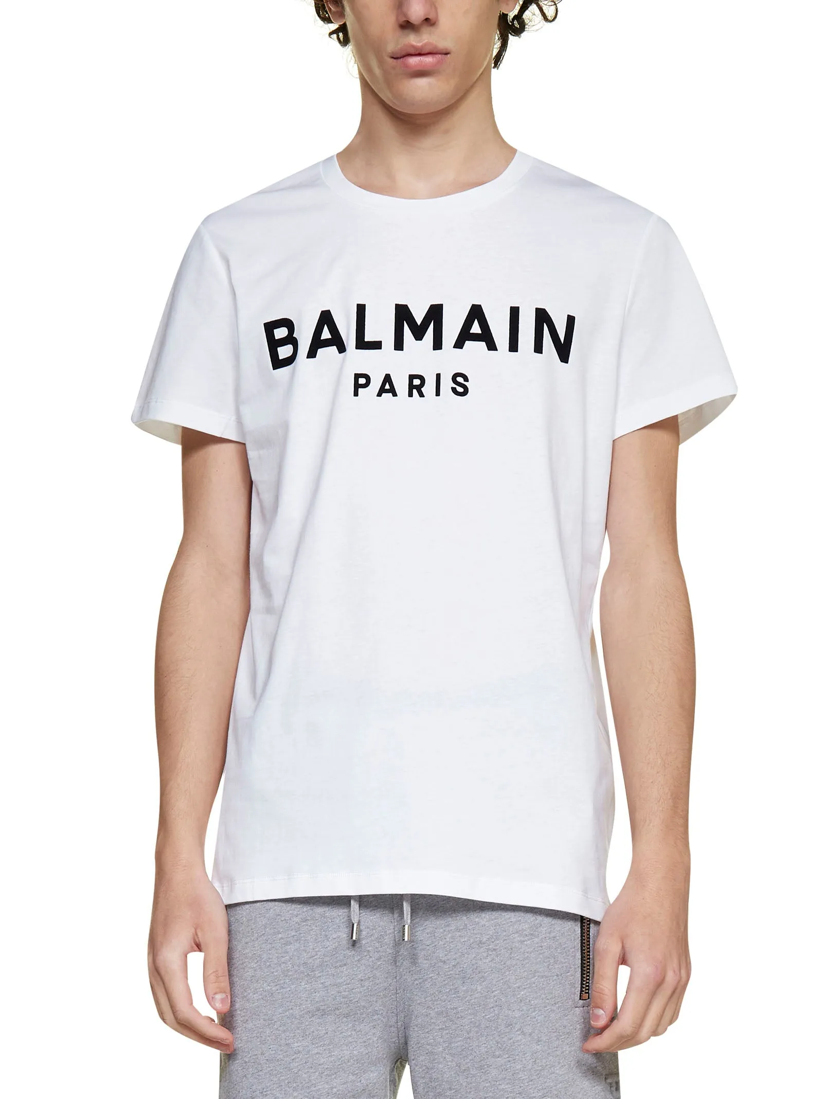 Balmain Flocked Logo Crewneck T-Shirt