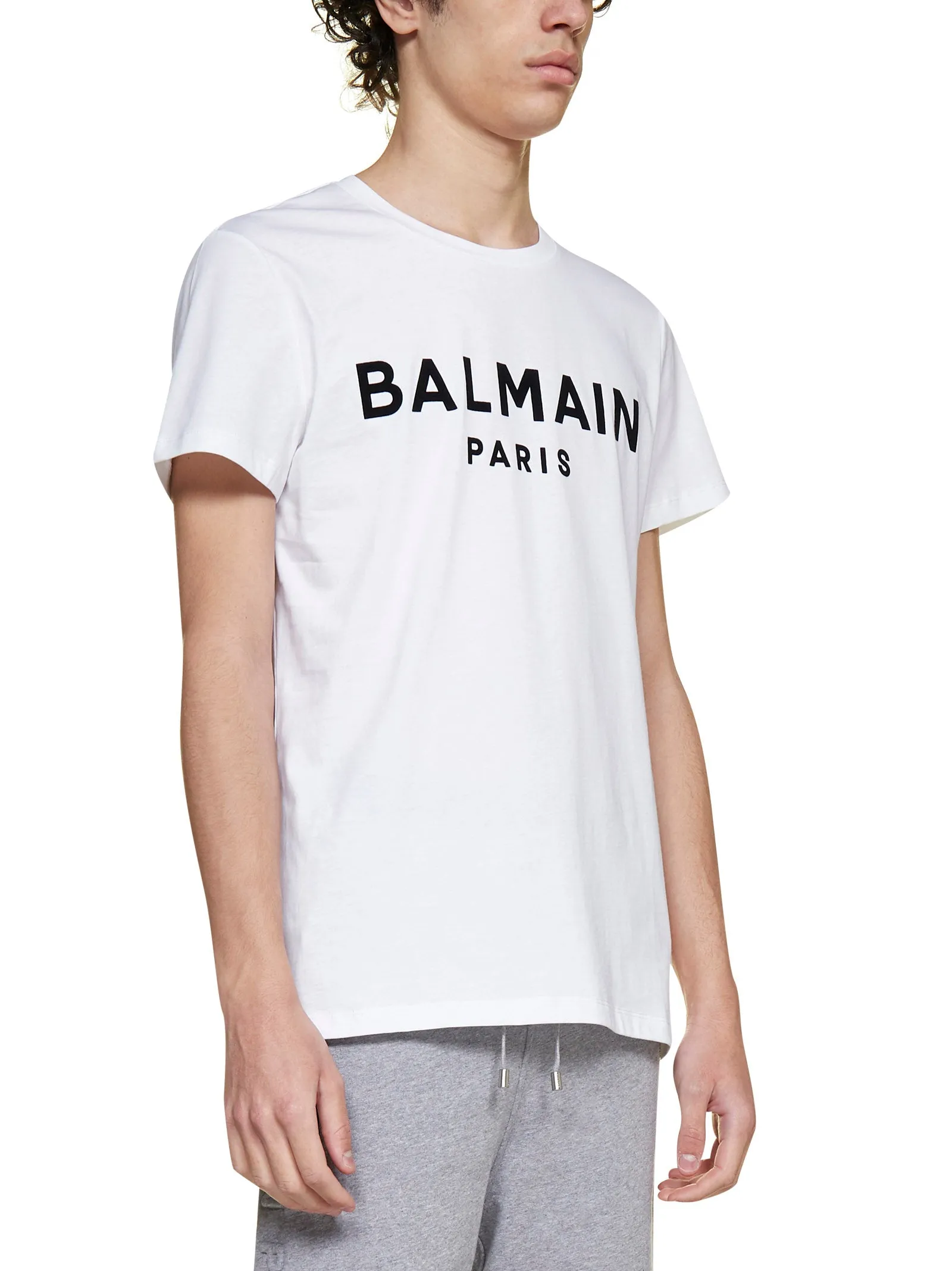 Balmain Flocked Logo Crewneck T-Shirt