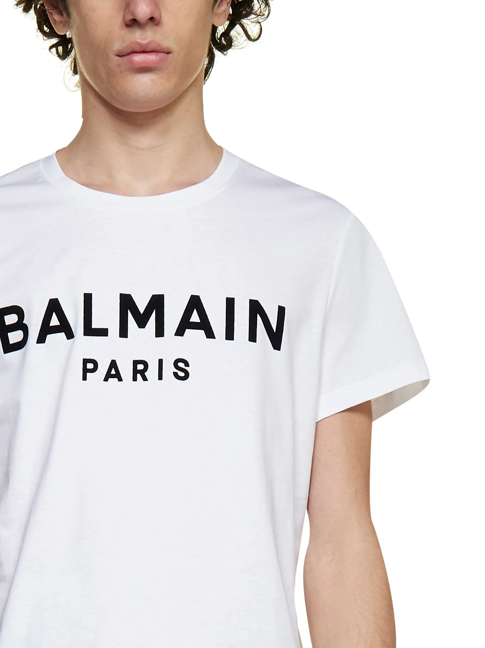 Balmain Flocked Logo Crewneck T-Shirt