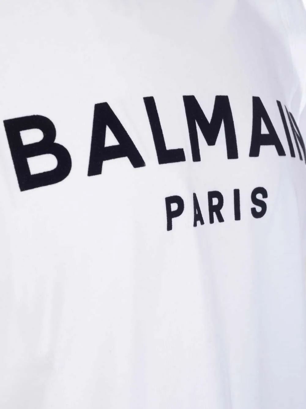 Balmain Flocked Logo Crewneck T-Shirt