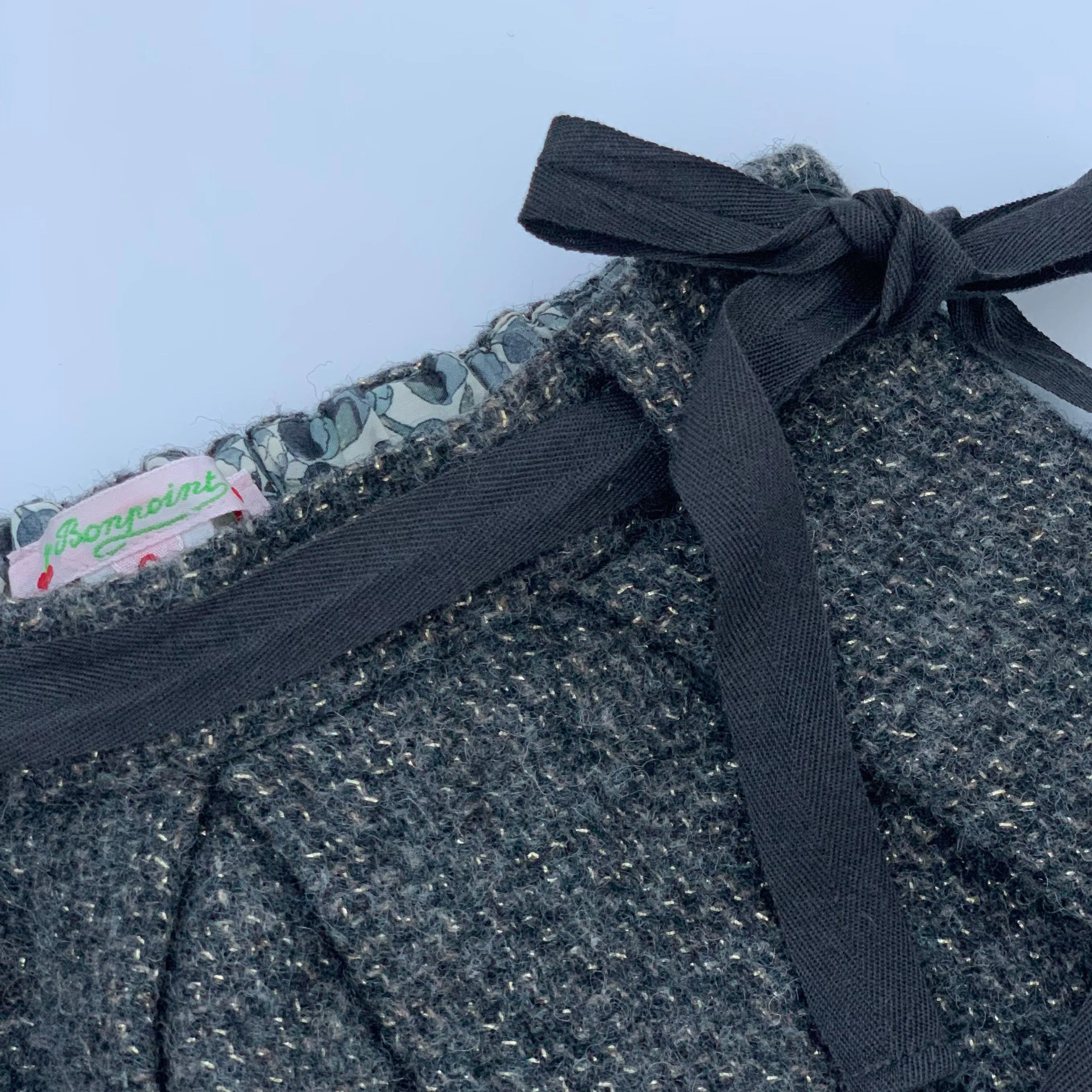 Bonpoint Grey Metallic Wool Skirt With Liberty Print Trim: 3 Years