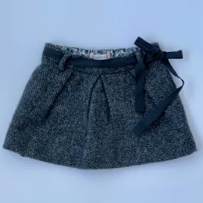 Bonpoint Grey Metallic Wool Skirt With Liberty Print Trim: 3 Years