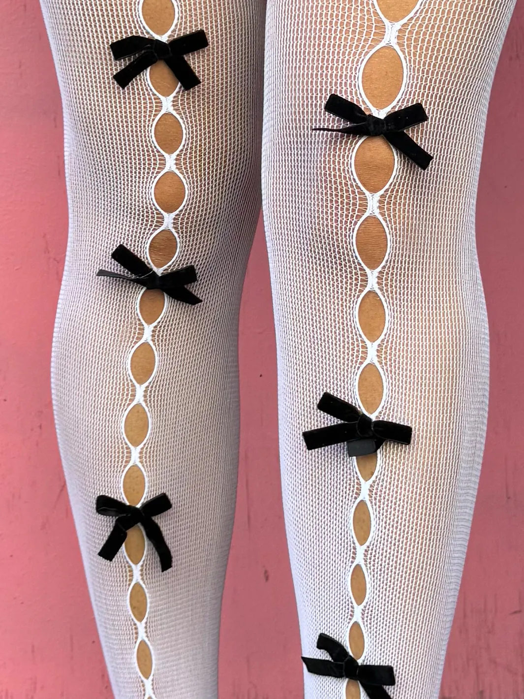 BOW FISHNETS - WHITE/BLACK