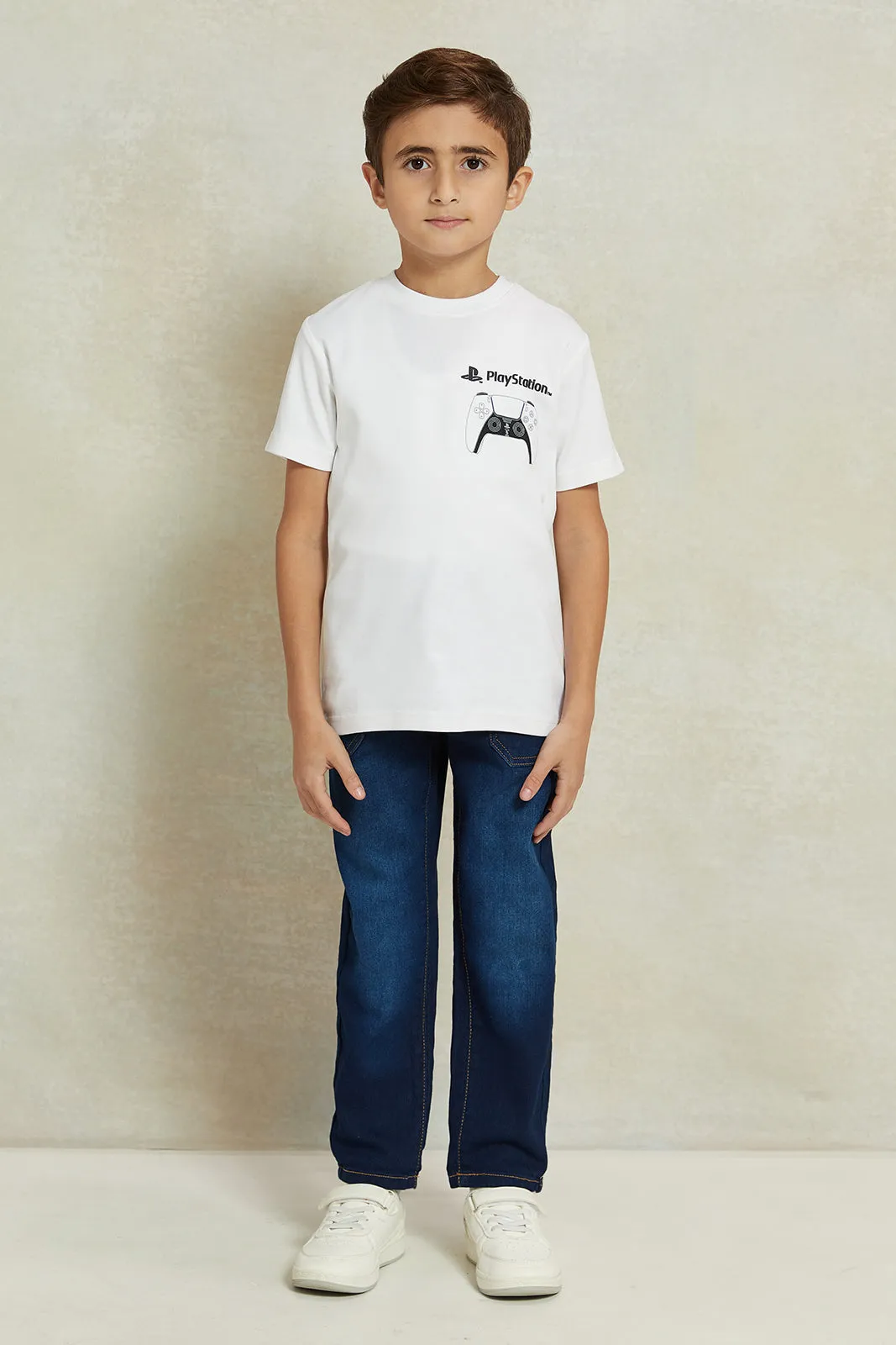 Boys White PlayStation Print T-Shirt