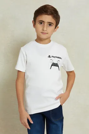 Boys White PlayStation Print T-Shirt