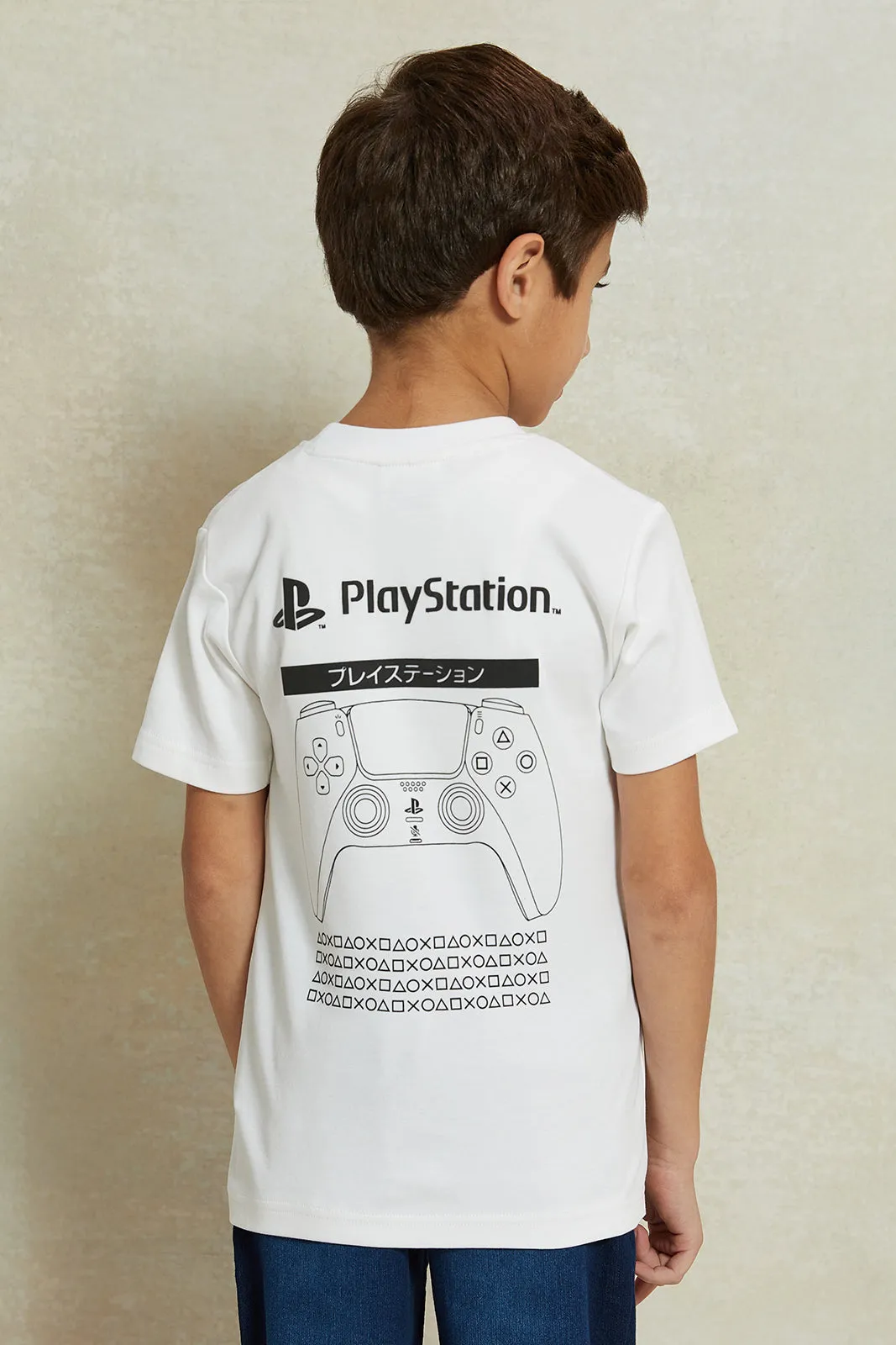 Boys White PlayStation Print T-Shirt