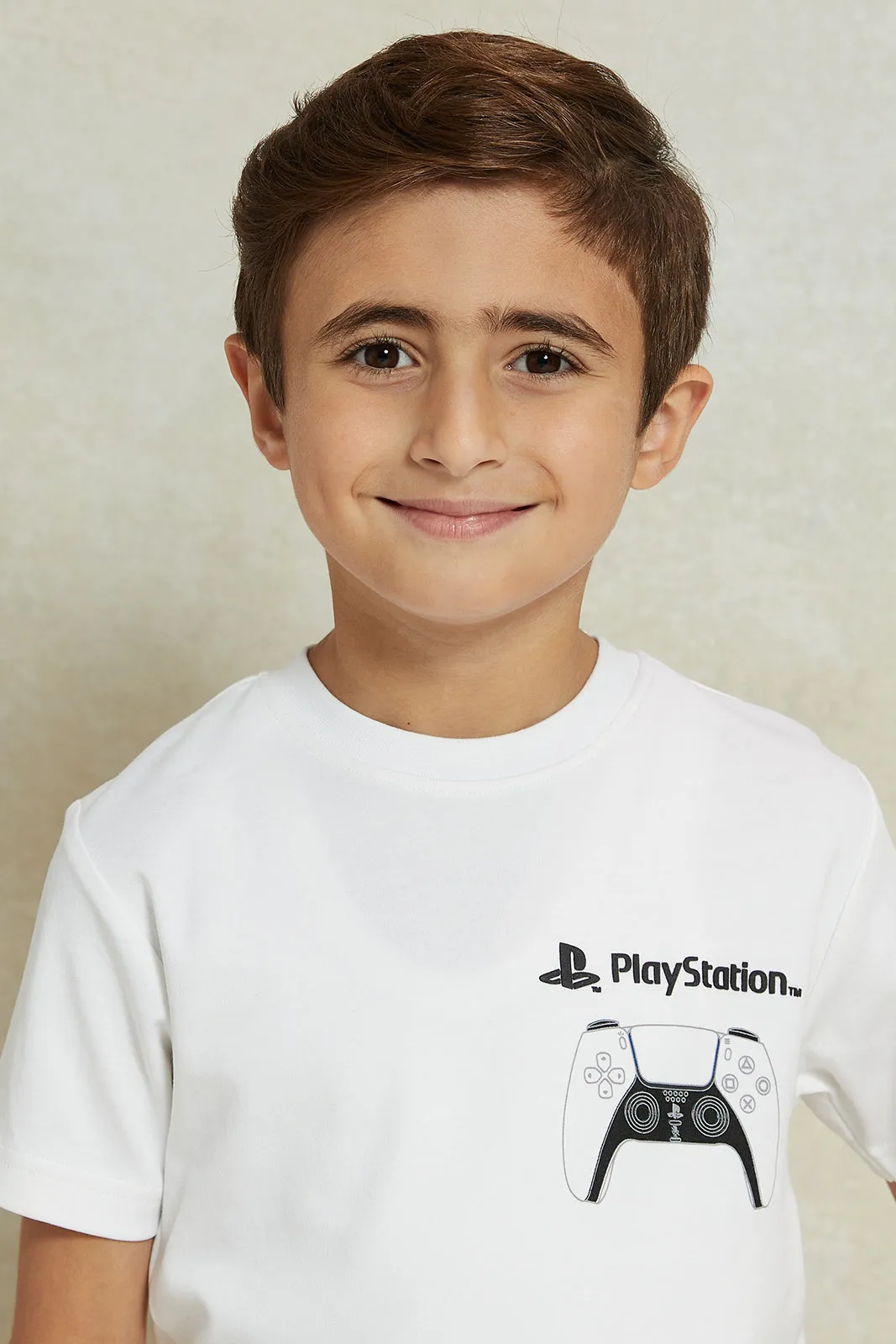 Boys White PlayStation Print T-Shirt