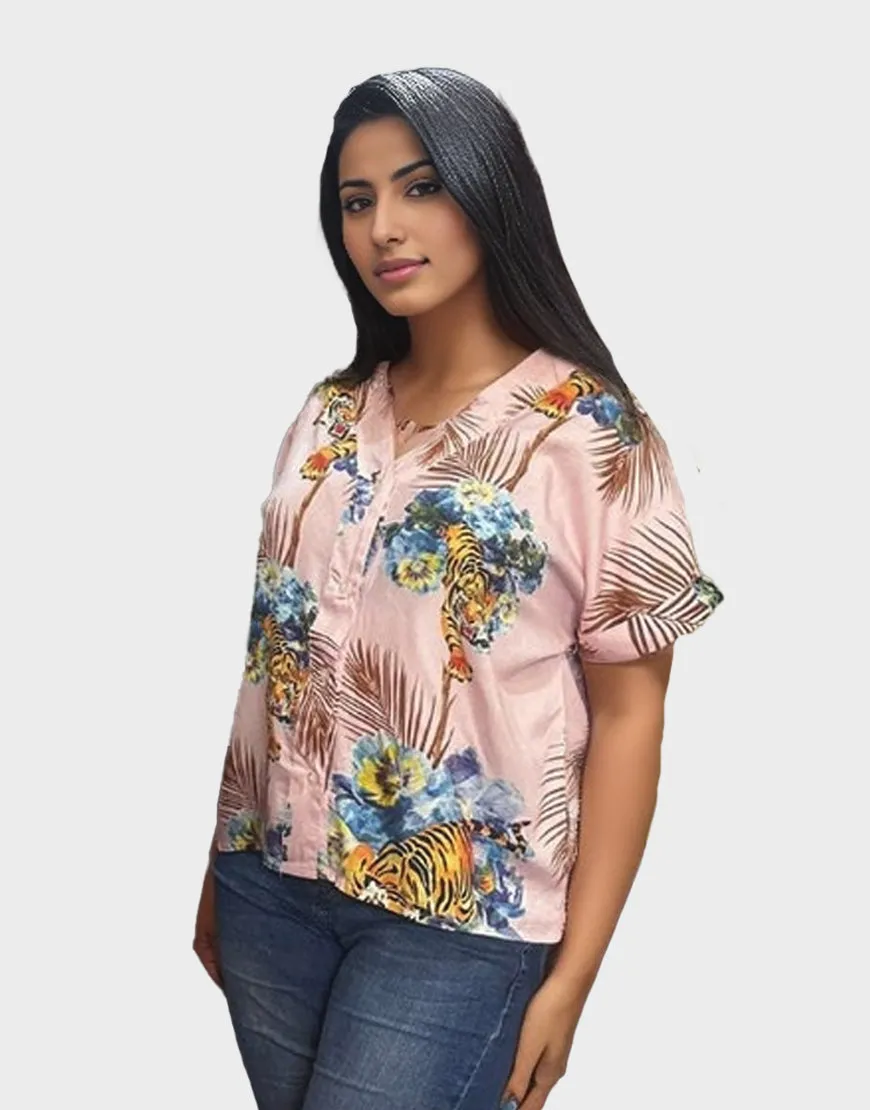 Button Down Top Floral Print