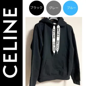 CELINE  |Unisex Street Style Long Sleeves Plain Cotton Fringes