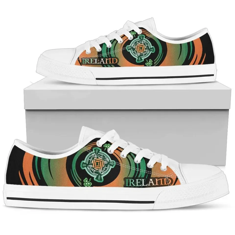 Celtic Ireland St Brigid’s Cross With Shamrock Black Irish St Patrick’s Day Converse Sneakers Low Top Shoes