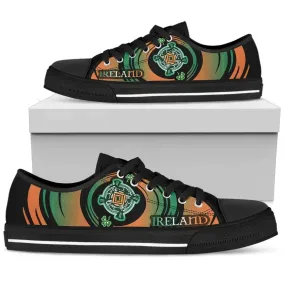 Celtic Ireland St Brigid’s Cross With Shamrock Black Irish St Patrick’s Day Converse Sneakers Low Top Shoes