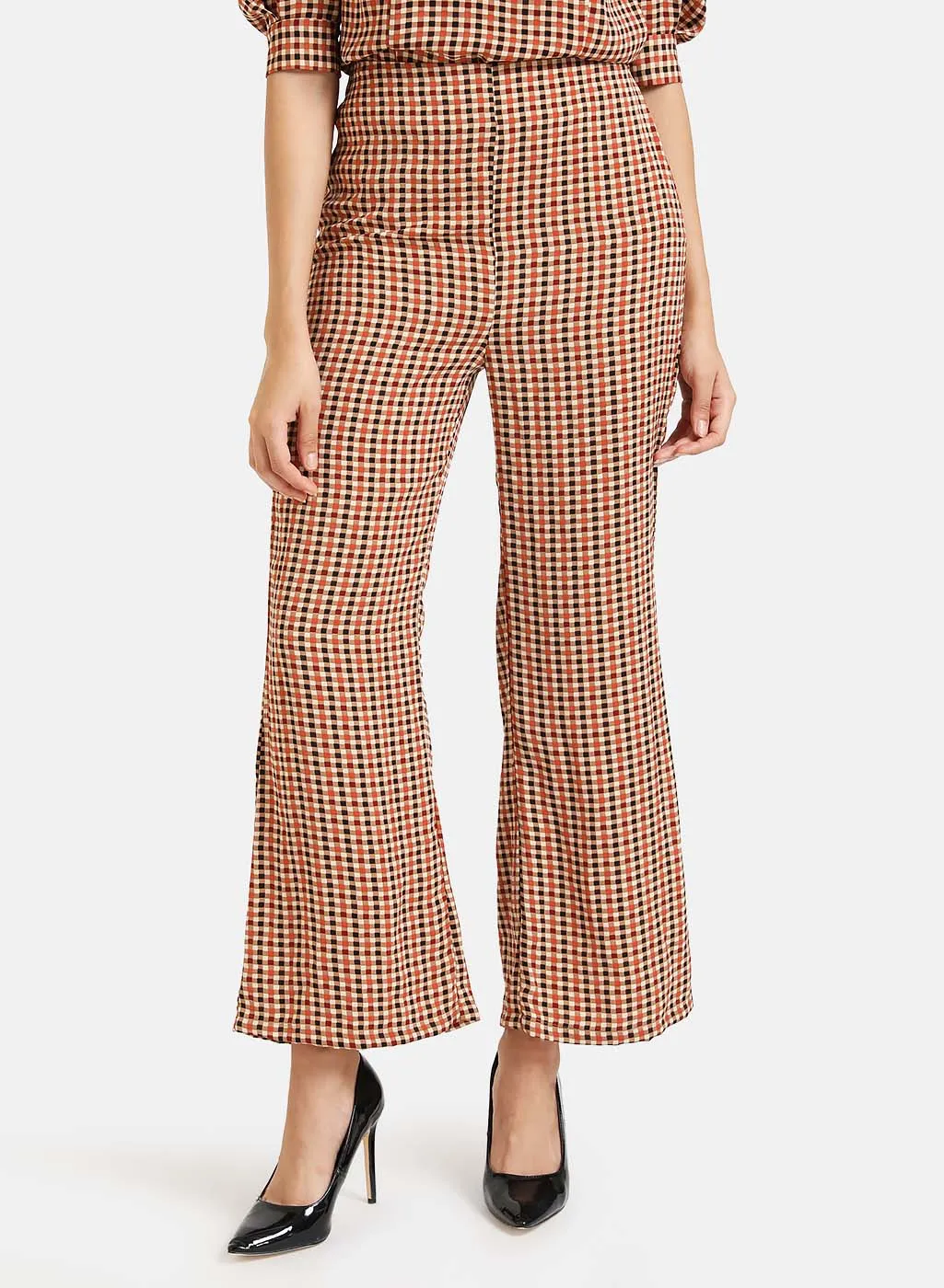 Checked Flowy Trousers