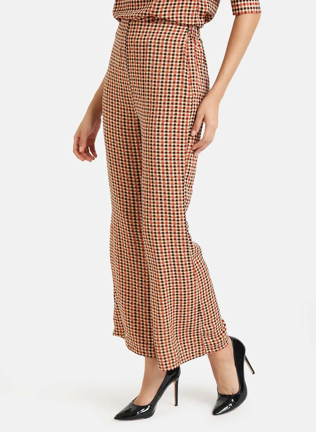 Checked Flowy Trousers