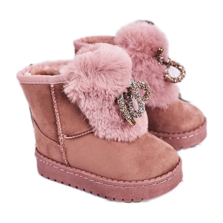 Children's Snow Boots with Fur Suede Pink Amelia