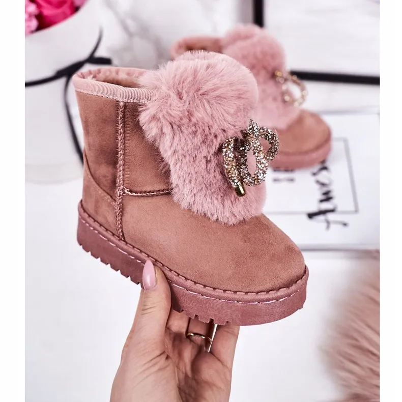 Children's Snow Boots with Fur Suede Pink Amelia