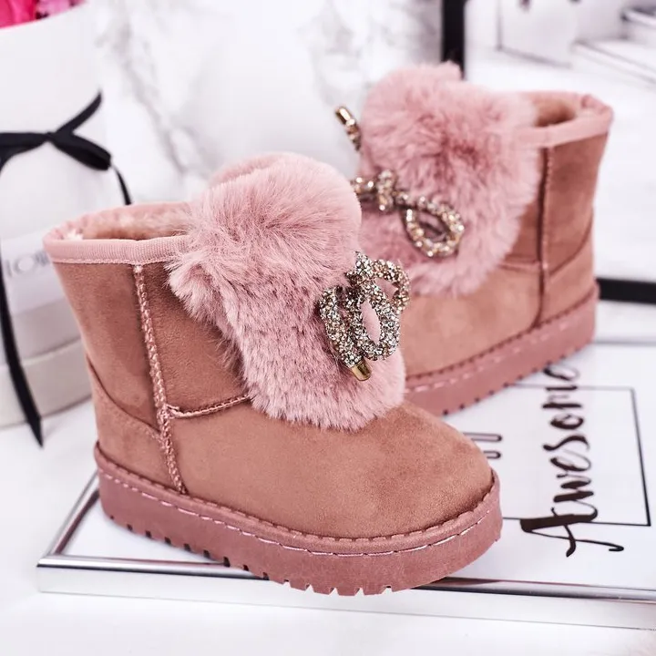 Children's Snow Boots with Fur Suede Pink Amelia