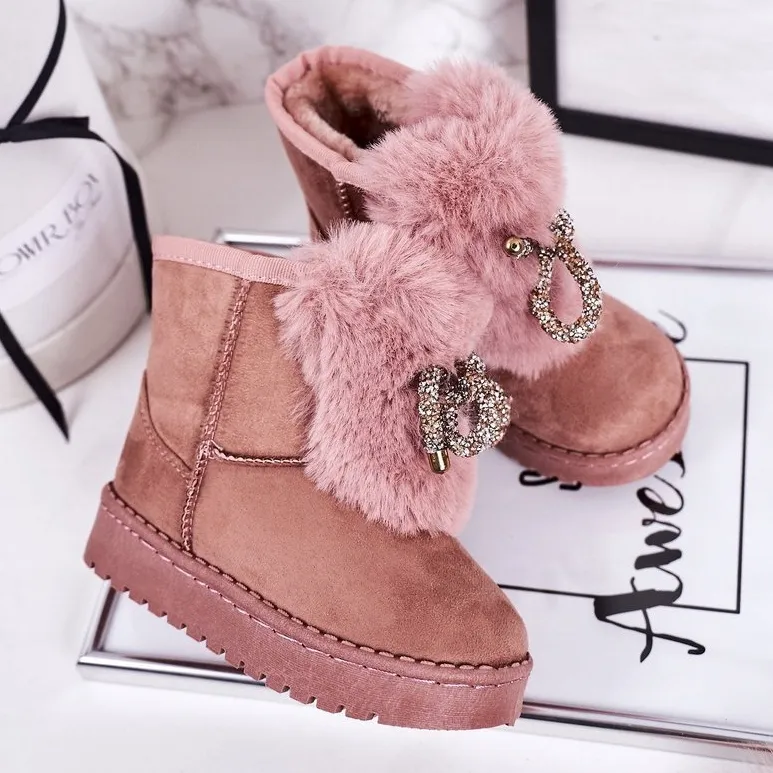 Children's Snow Boots with Fur Suede Pink Amelia