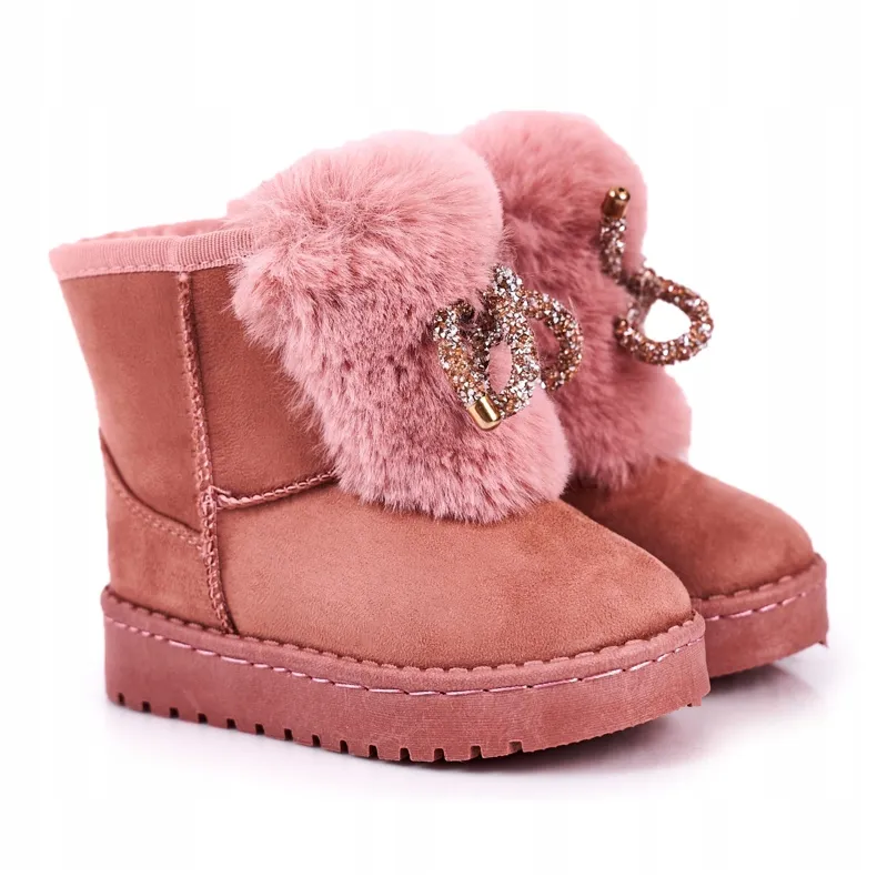 Children's Snow Boots with Fur Suede Pink Amelia