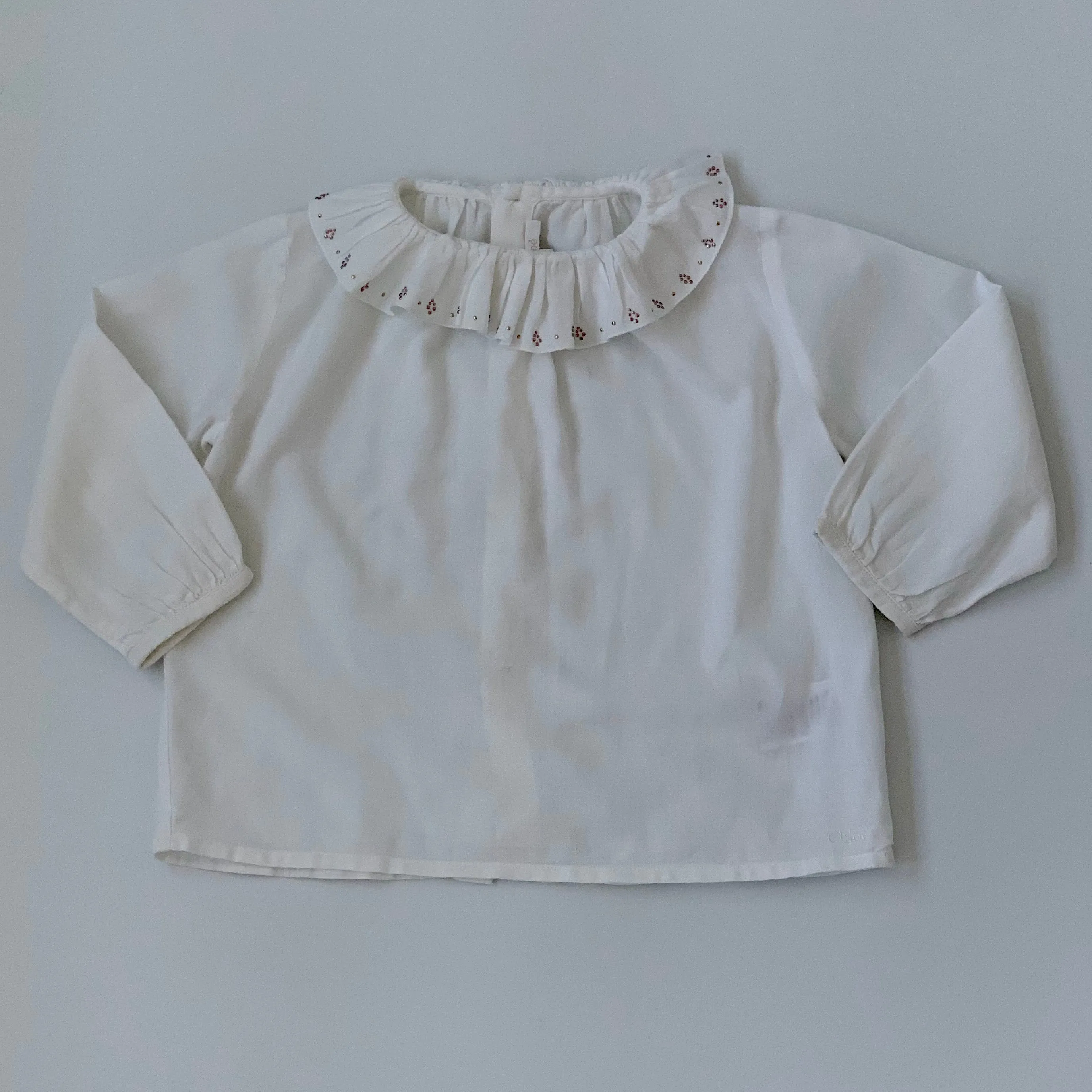 Chloé White Cotton Blouse With Studded Collar: 3 Years