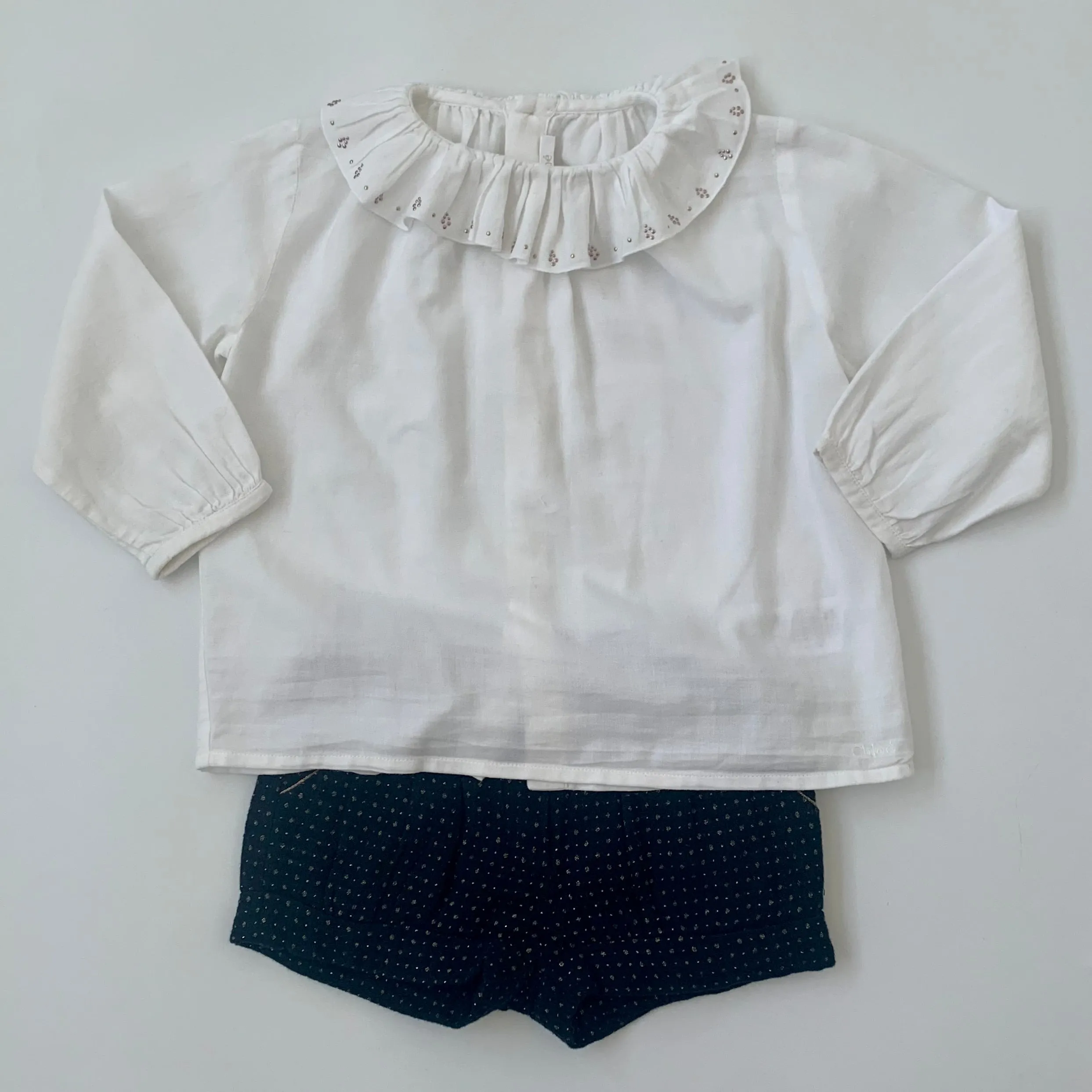 Chloé White Cotton Blouse With Studded Collar: 3 Years