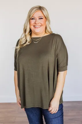 Comfy As Can Be Short Sleeve Top- Dark Olive