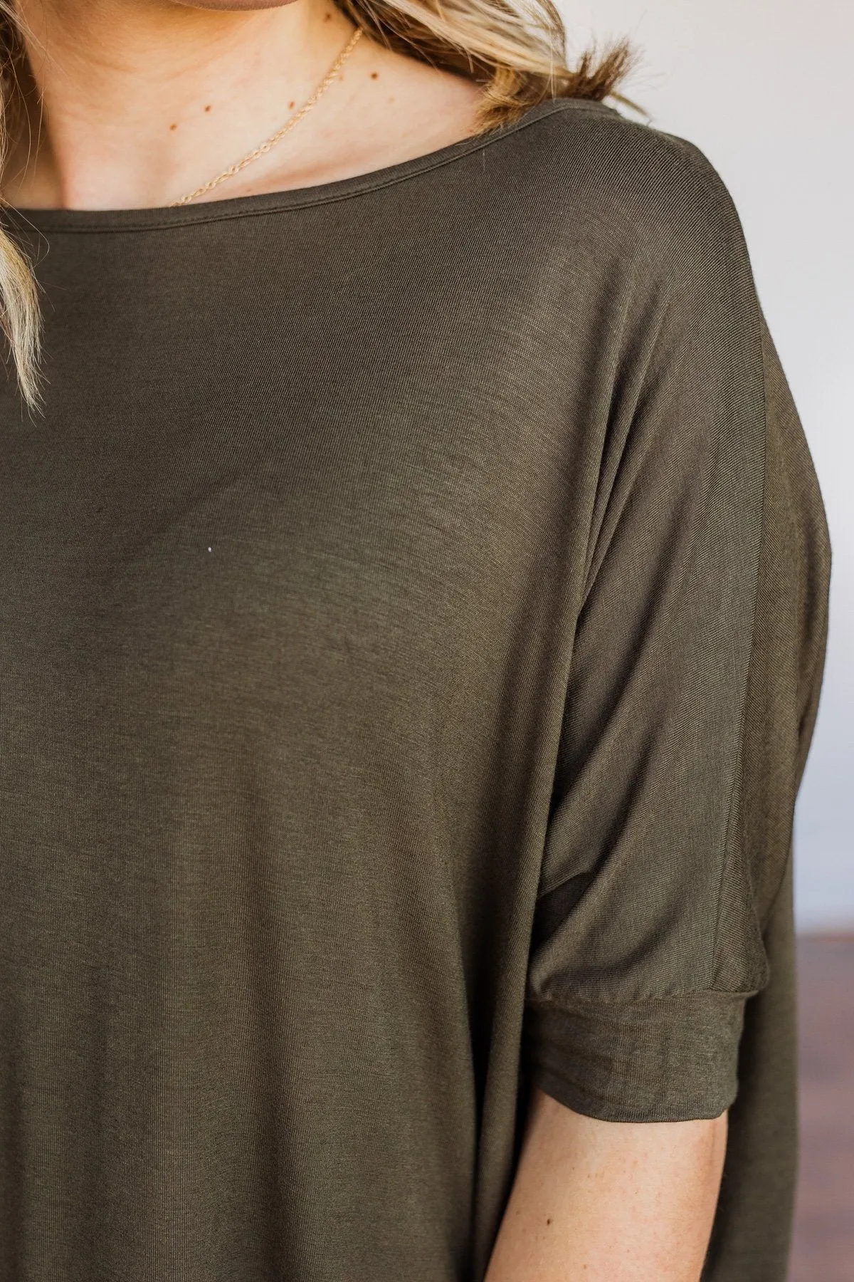 Comfy As Can Be Short Sleeve Top- Dark Olive