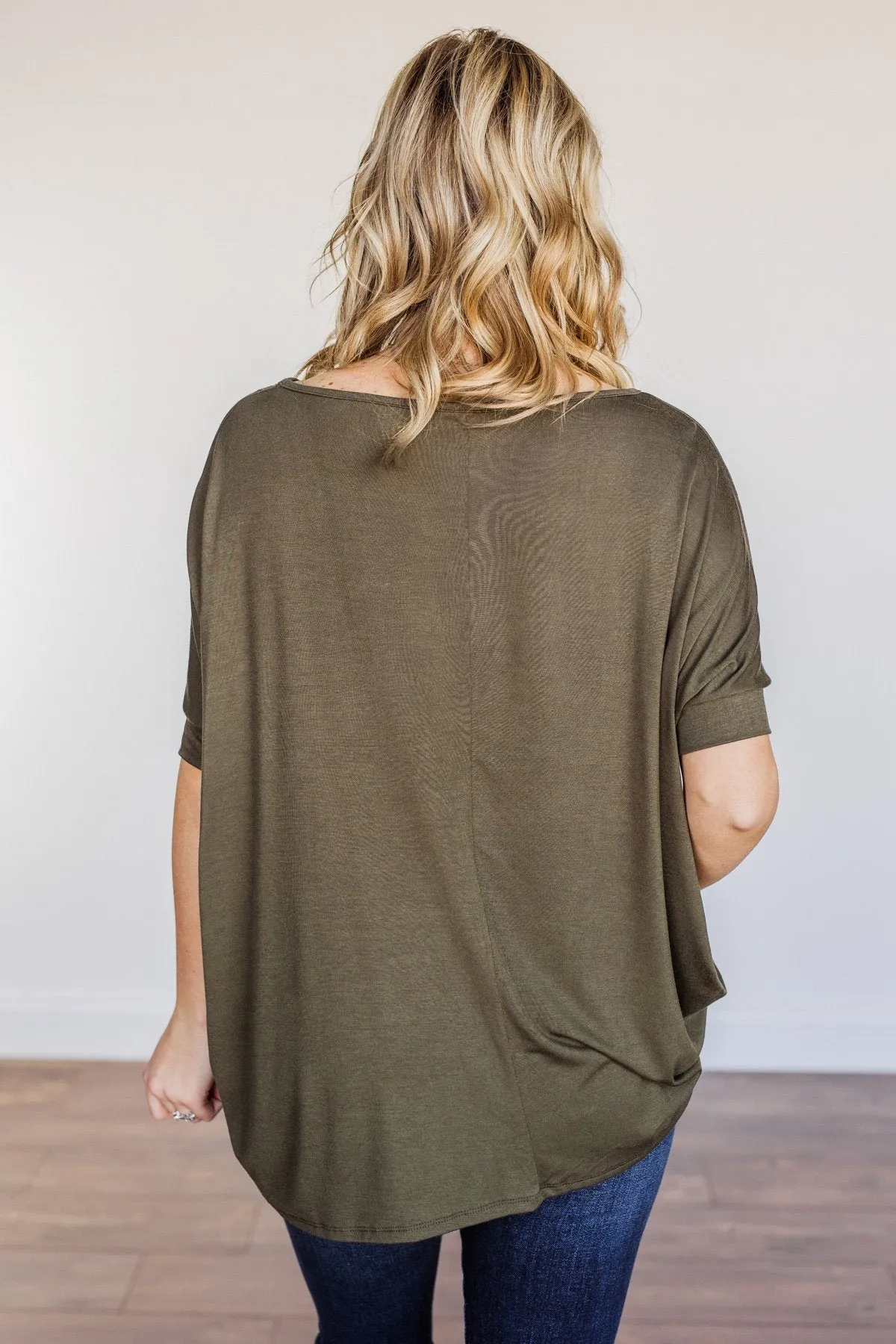 Comfy As Can Be Short Sleeve Top- Dark Olive