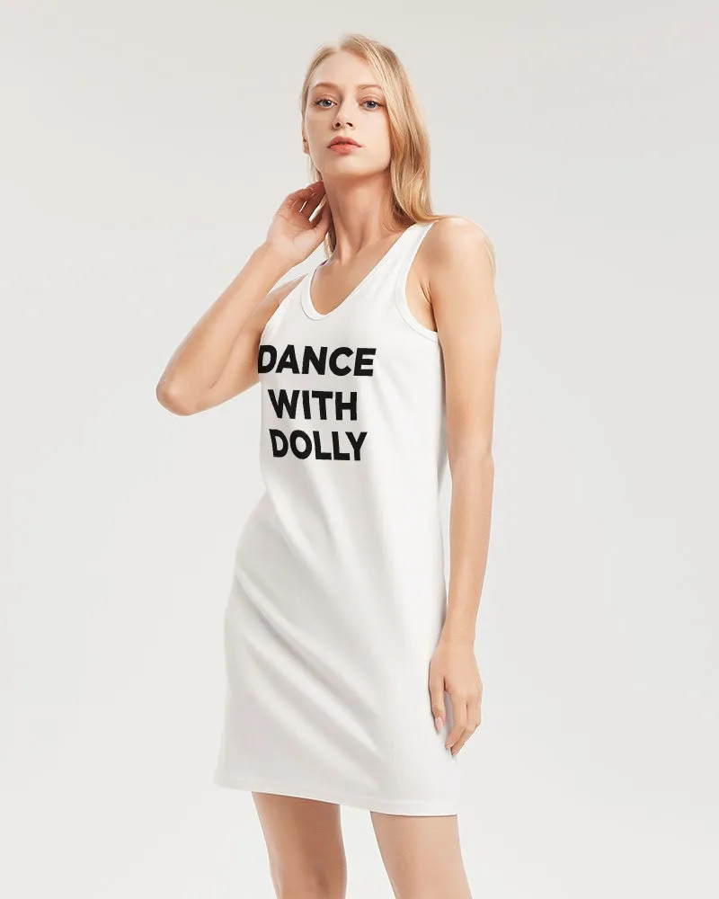 DANCE WITH DOLLY WITH BLACK BALLERINAS Women's Rib Knit V Neck Mini Dress