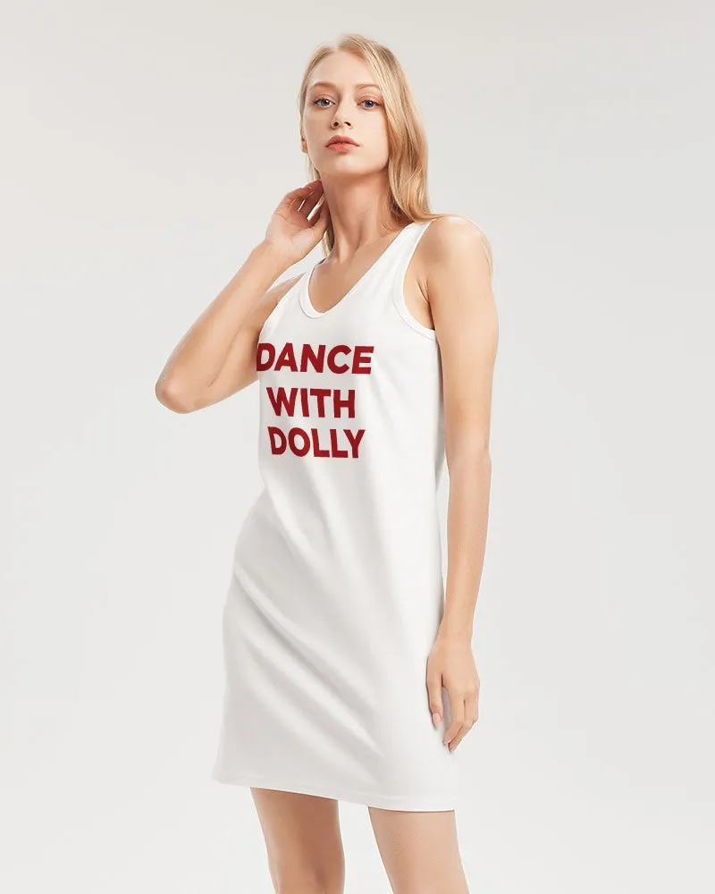 DANCE WITH DOLLY WITH RED BALLERINAS Women's Rib Knit V Neck Mini Dress