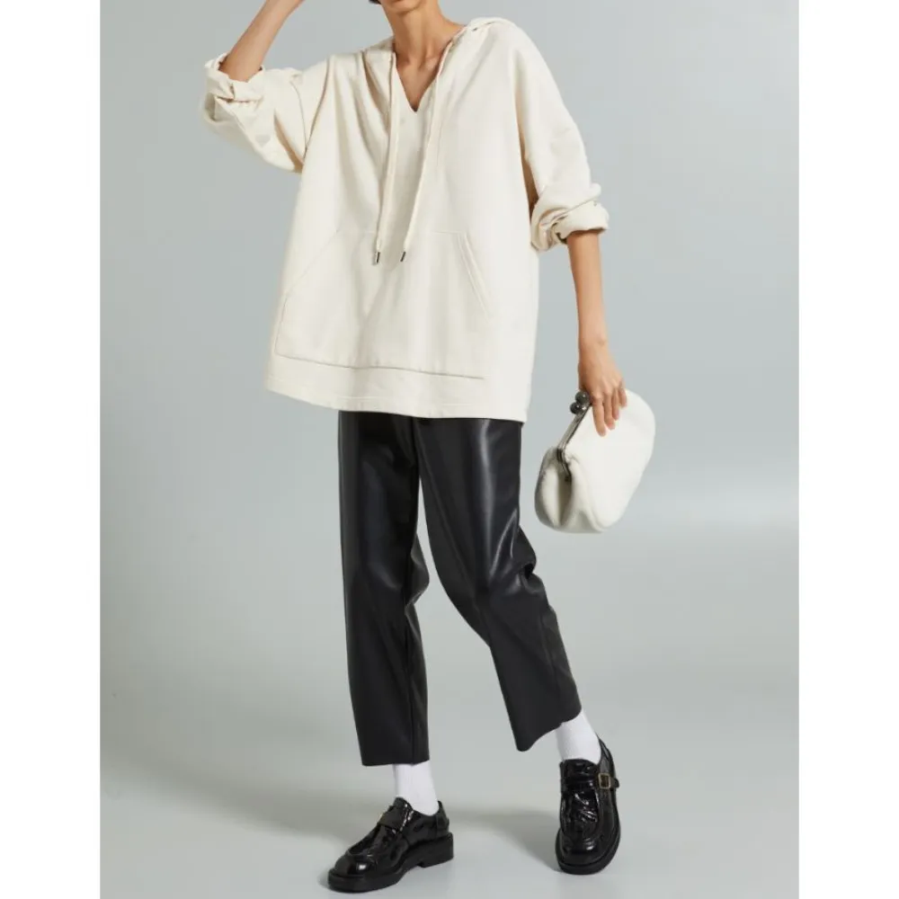 Diffusione Tessile  |Street Style Long Sleeves Plain Cotton Oversized Logo