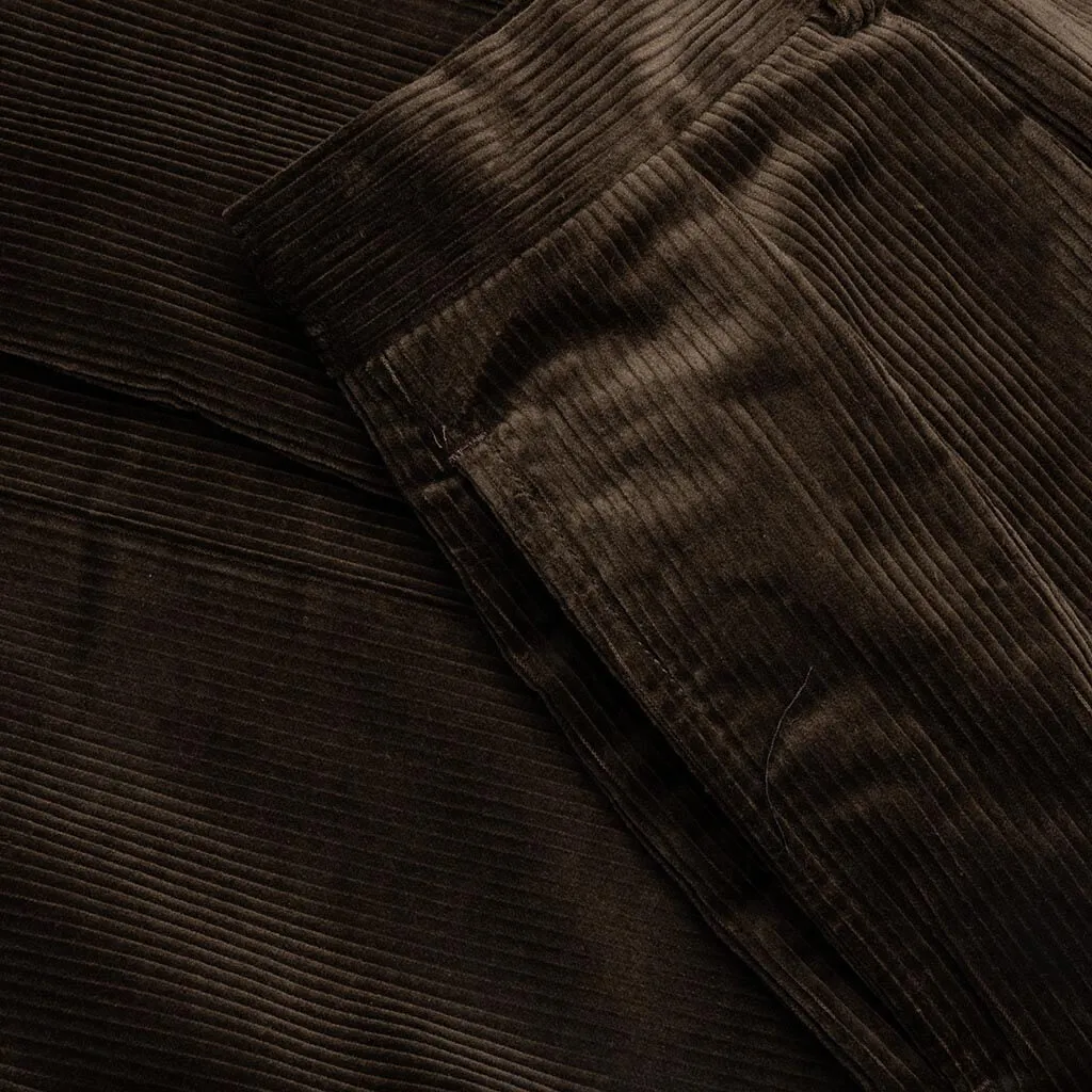 Double Pleated Corduroy Trousers - Brown