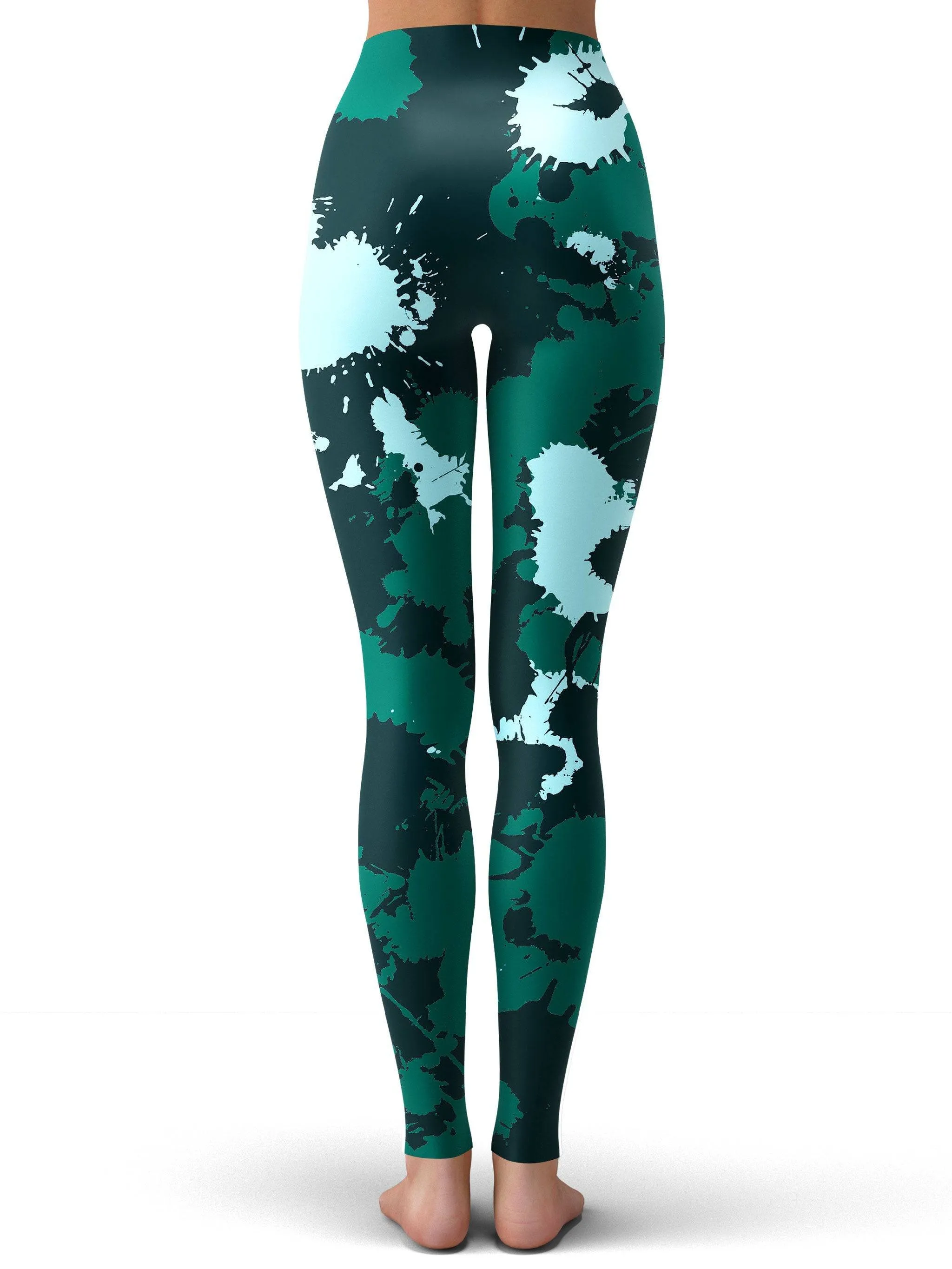 Emerald Teal Paint Splatter Leggings