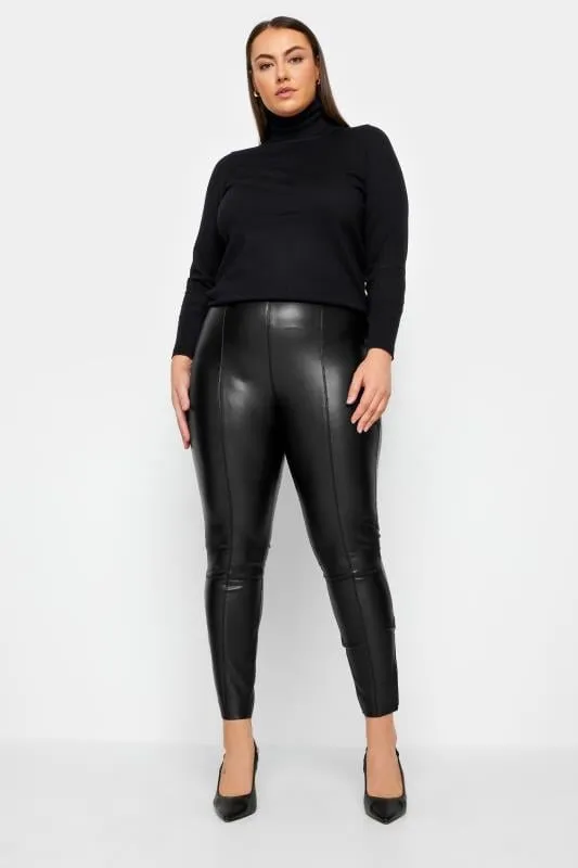 Evans Curve Black Leather Look Leggings