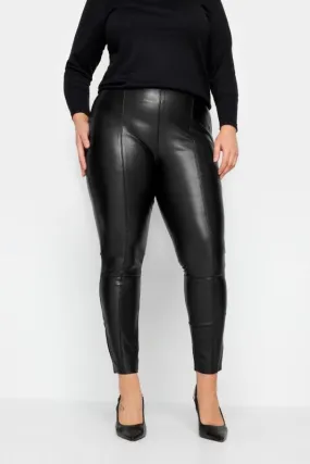 Evans Curve Black Leather Look Leggings