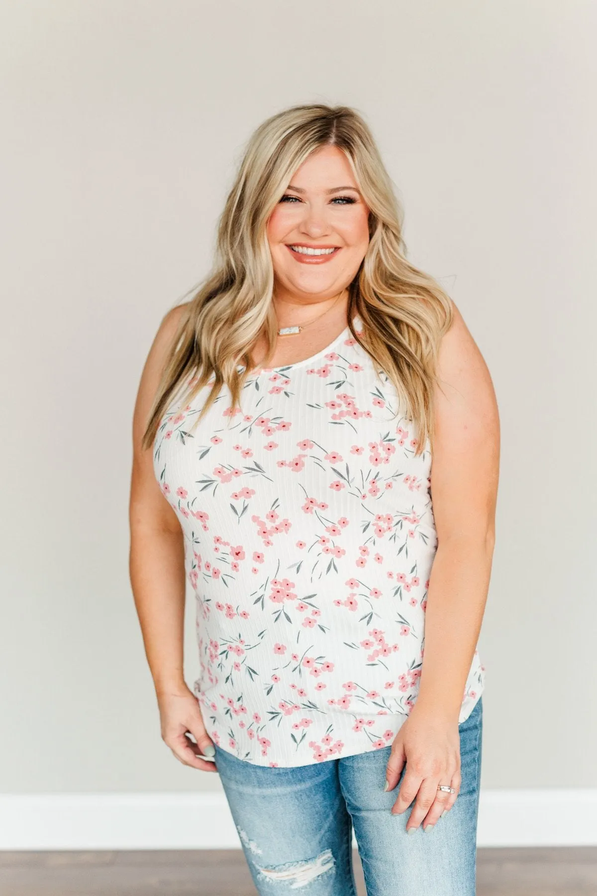 Fabulously Floral Tank Top- Ivory